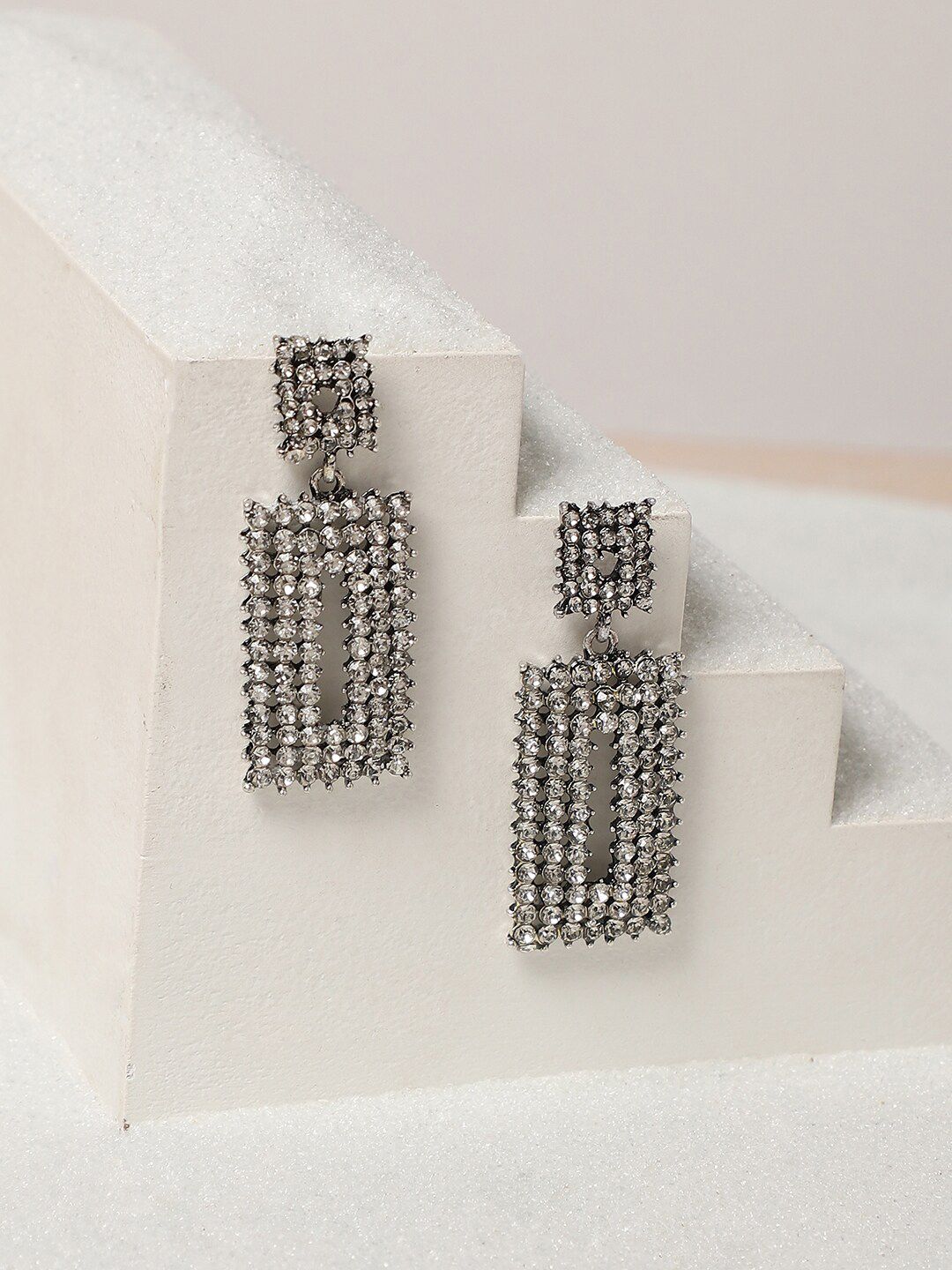 SOHI Silver Plated Drop Earrings-image-4