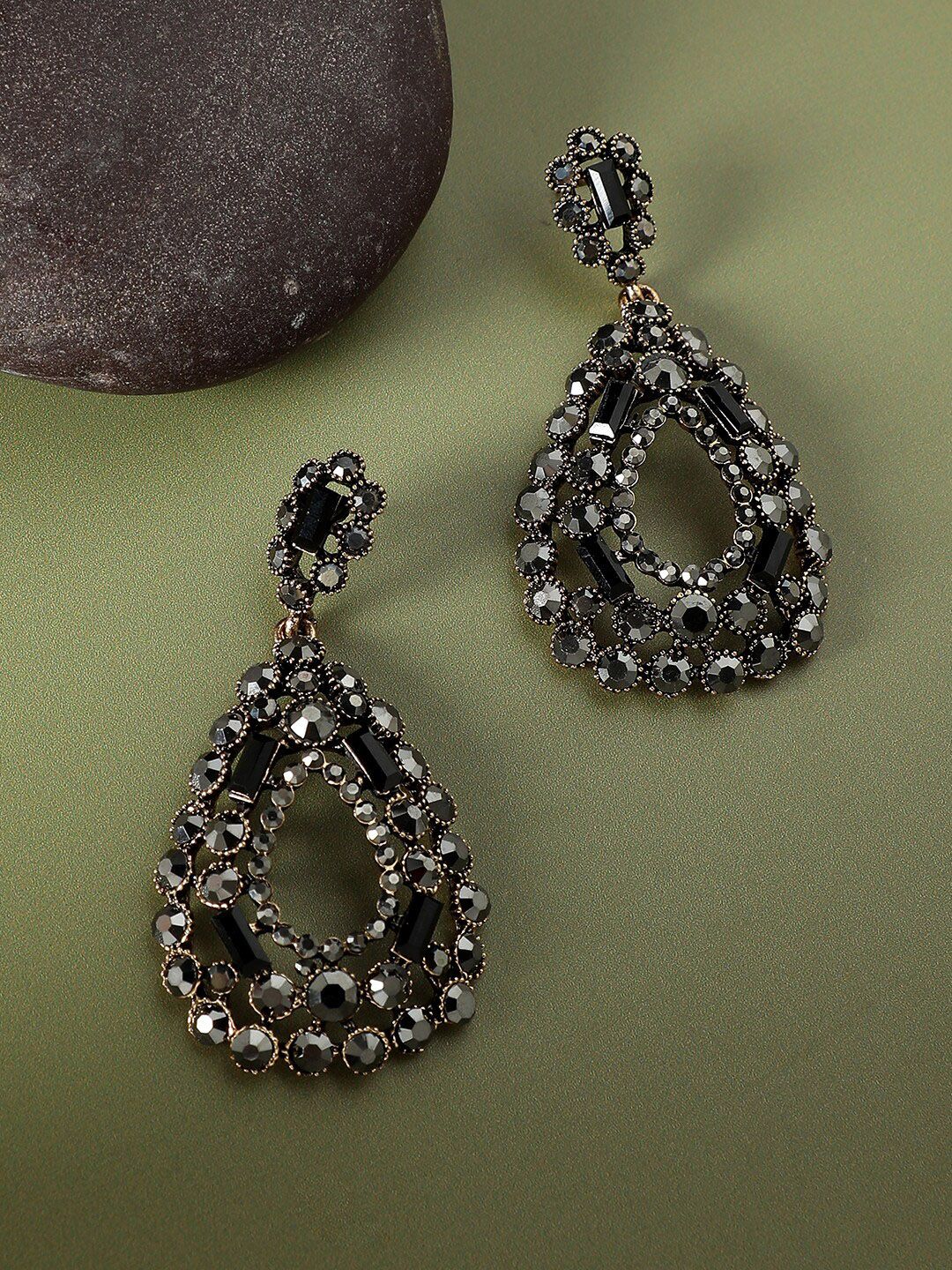 SOHI Gold-Plated Artificial Stones Drop Earrings-picture-35