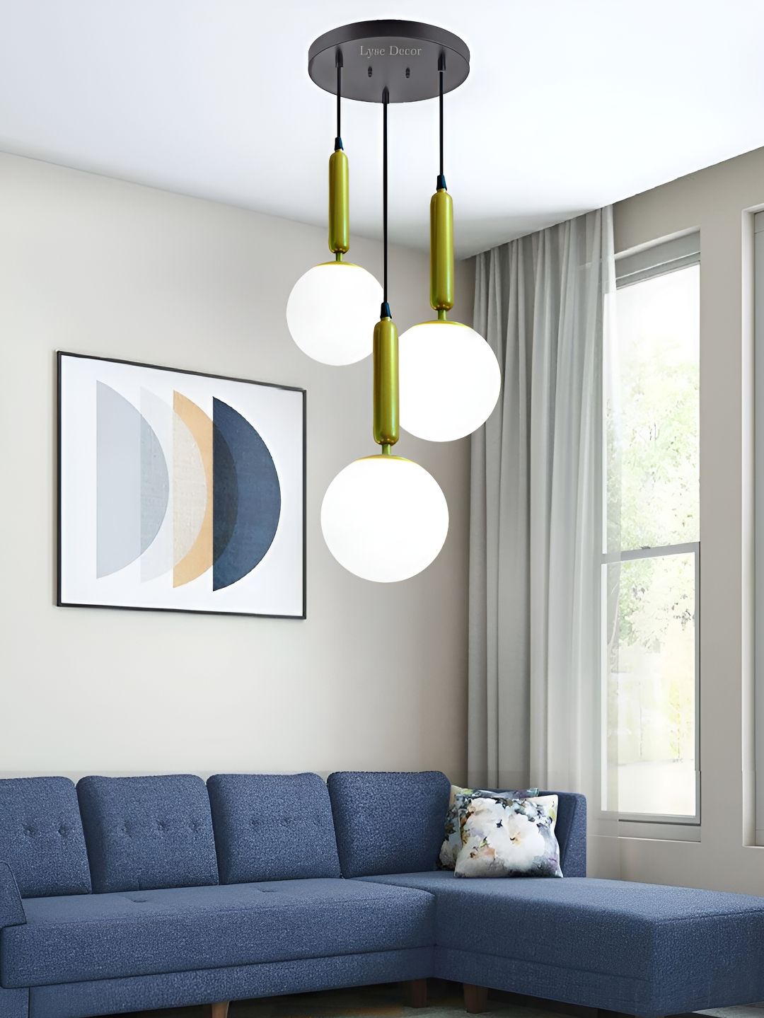 Lyse Decor Gold-Toned Round Hanging Ceiling Lamp With Adjustable Cord-picture-20