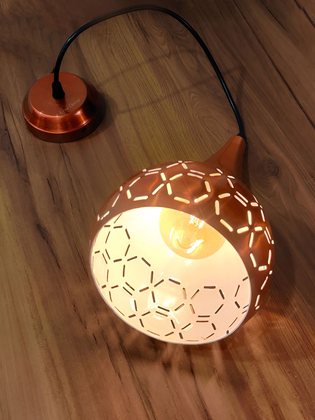 Lyse Decor Copper-Toned Textured Aluminium Ceiling Lamp-picture-10