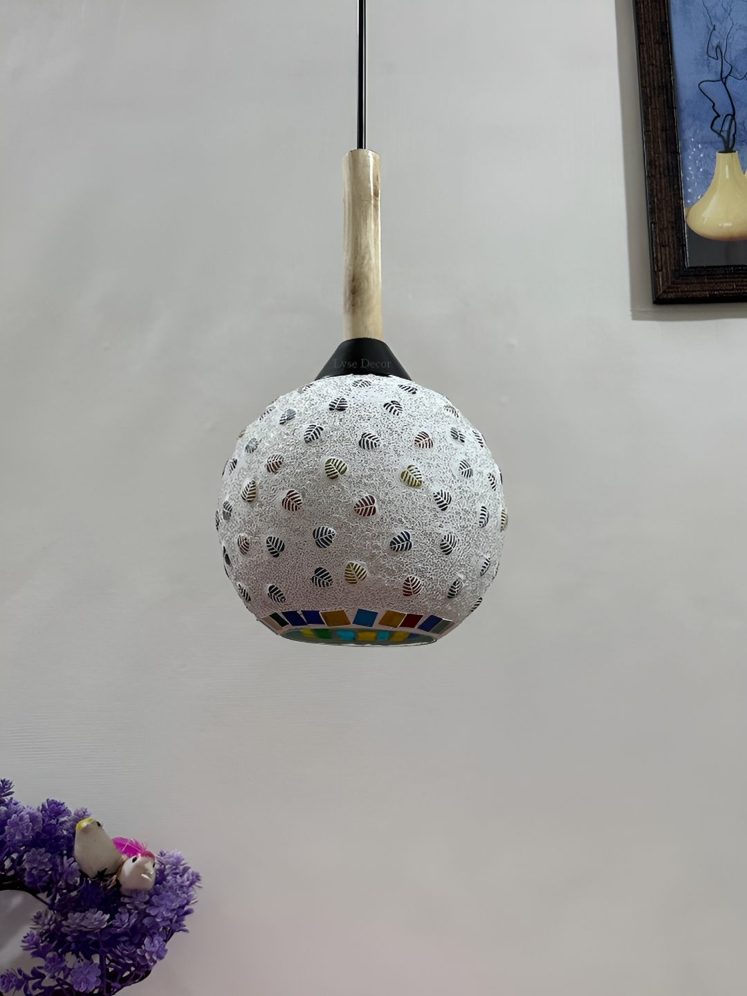 Lyse Decor White Textured Spherical Glass Ceiling Lamp-picture-36