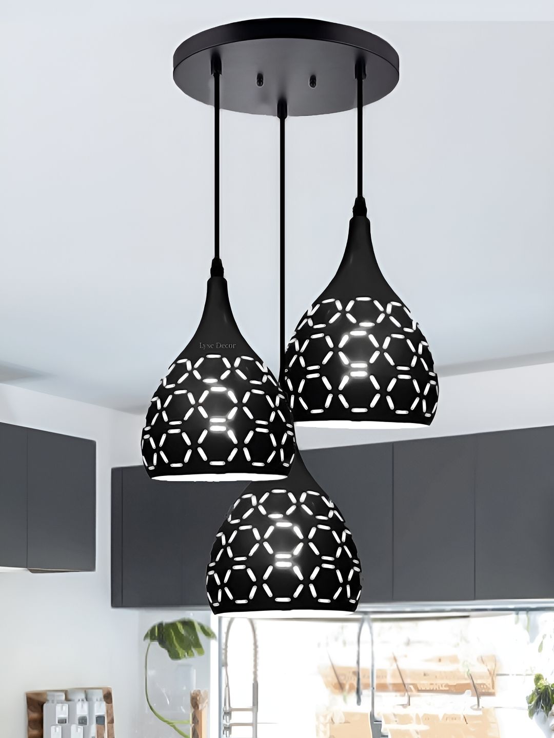Lyse Decor Black Textured Aluminium Ceiling Lamp-picture-47