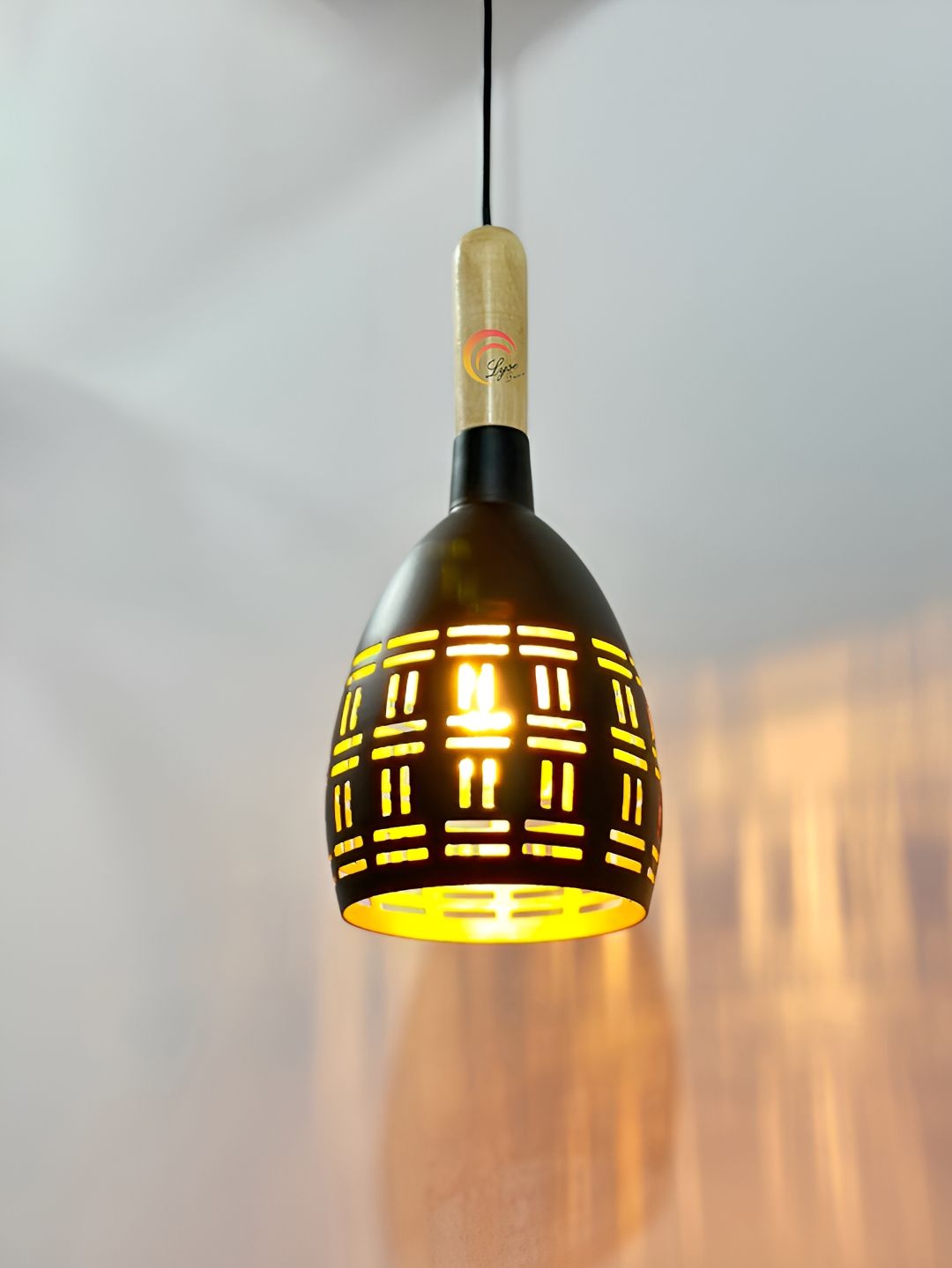 Lyse Decor Black Textured Cylinder Shape Aluminium Ceiling Lamp-image-44
