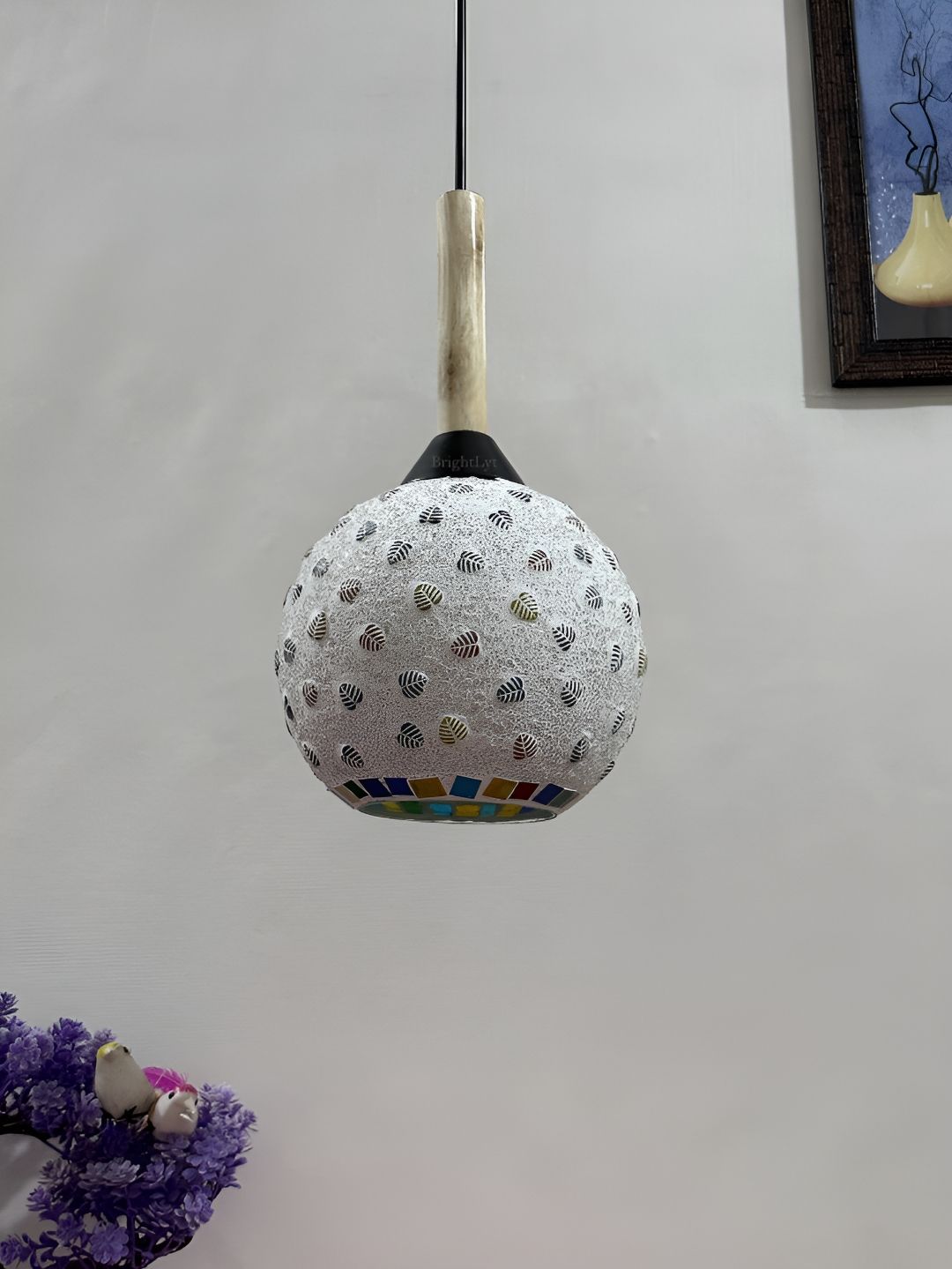 BrightLyt White& Yellow Printed Glass Ceiling Lamp-image-37