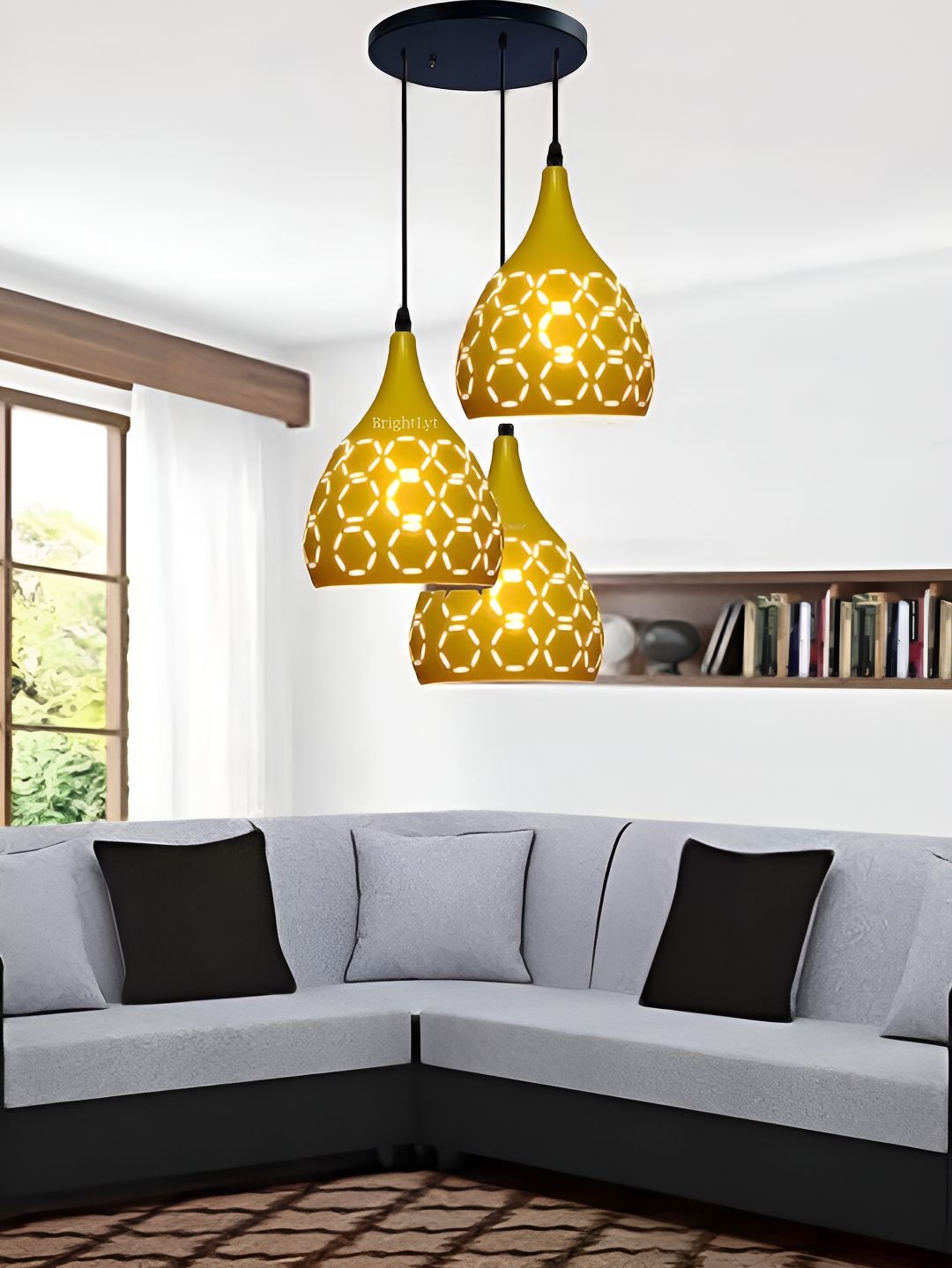 BrightLyt Yellow Contemporary Aluminium Spherical Ceiling Lamp-picture-52