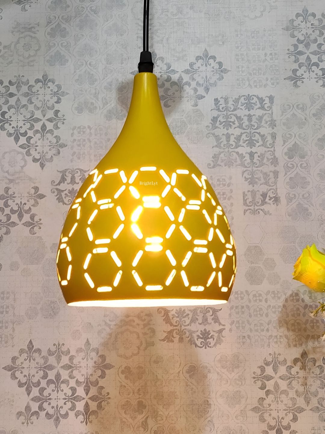 BrightLyt Yellow Textured Aluminium Ceiling Lamp
