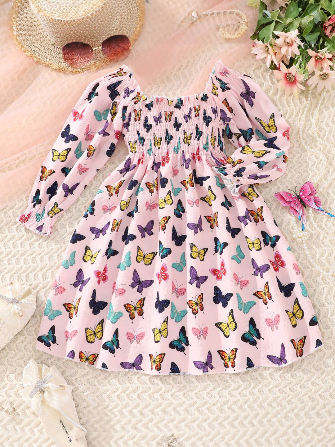 StyleCast Girls Pink Conversational Printed Off-Shoulder Long Sleeve Fit & flare Dress-picture-28