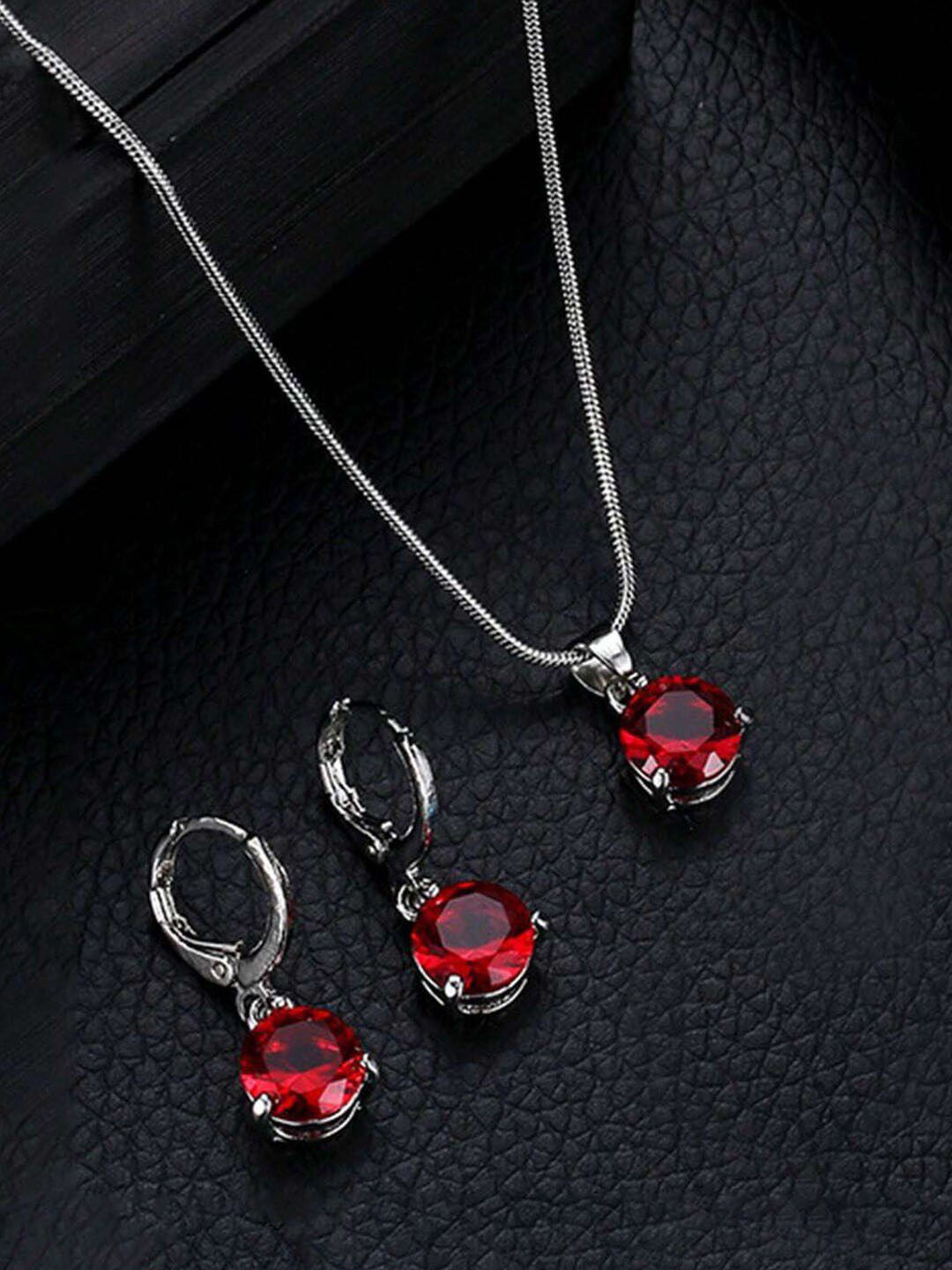 Jewels Galaxy Silver-Plated Cubic Zirconia-Studded Jewellery Set-picture-42