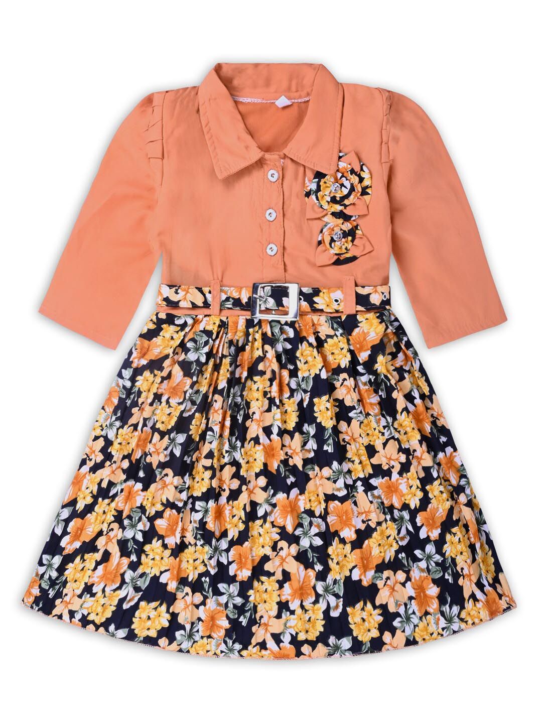 Wish Karo Girls Floral Print Satin Fit & Flare Dress-picture-34