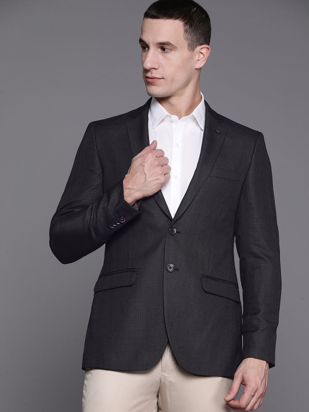 Raymond Self-Checked Slim Fit Single-Breasted Formal Blazer-picture-13