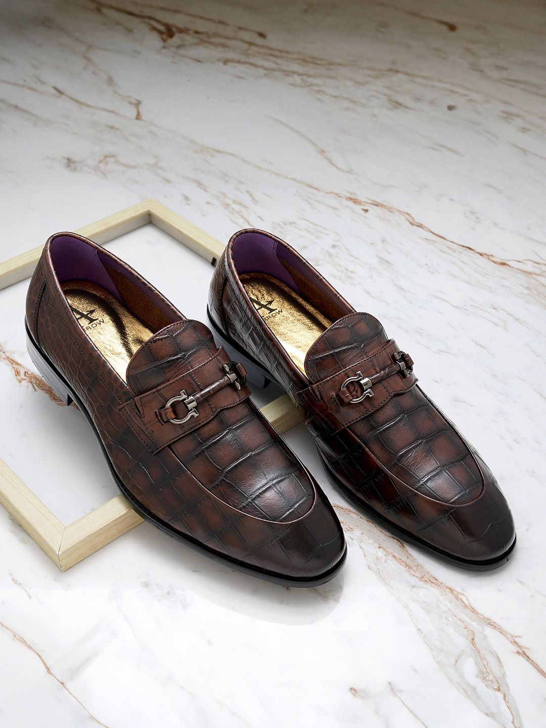 Arrow Men DELCO Textured Leather Formal Horsebit Loafers-picture-25