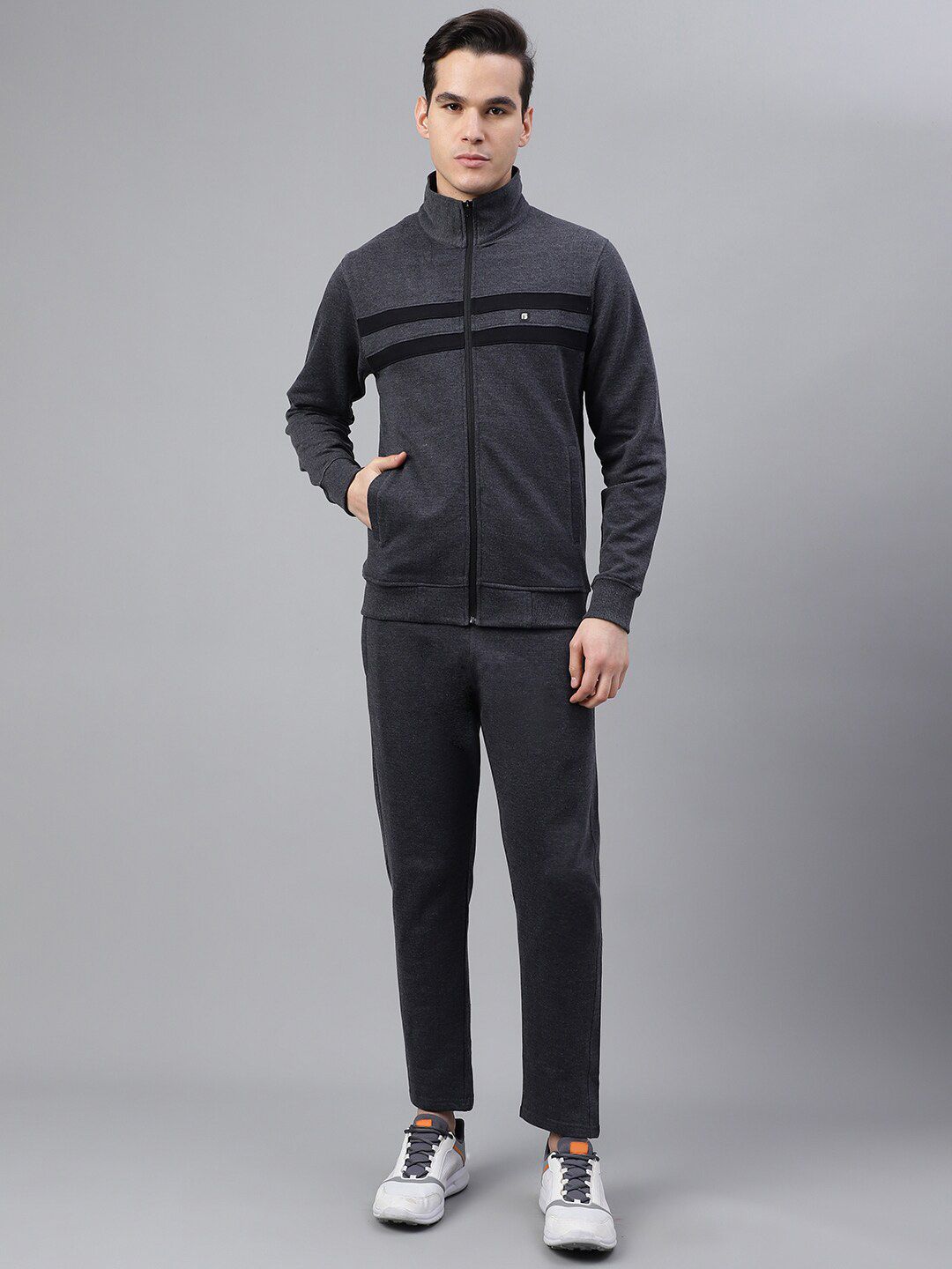 FCK GOLD Mock Collar Jacket With Track Pants-picture-12