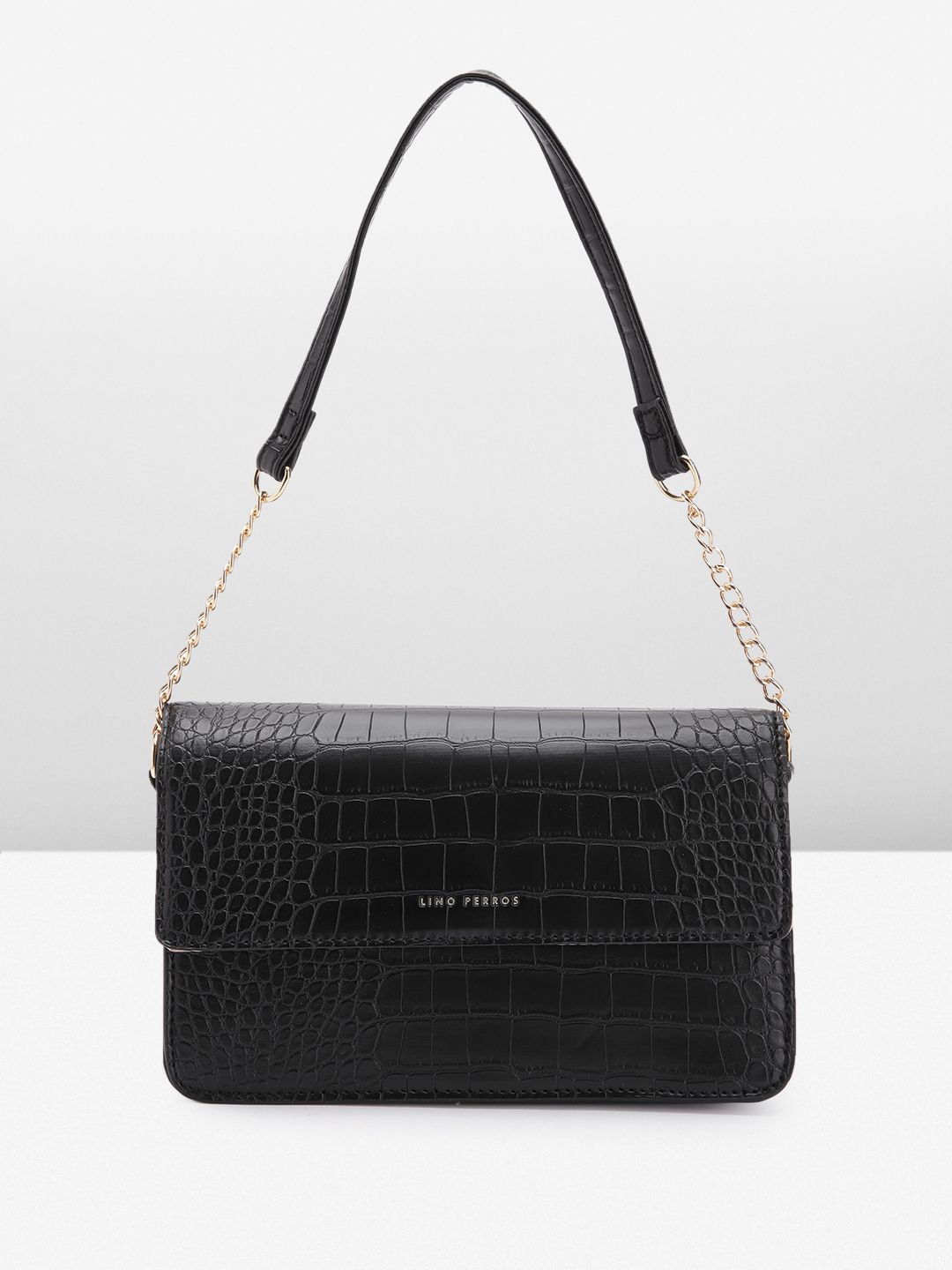 Lino Perros Croc Textured Structured Shoulder Bag-picture-32
