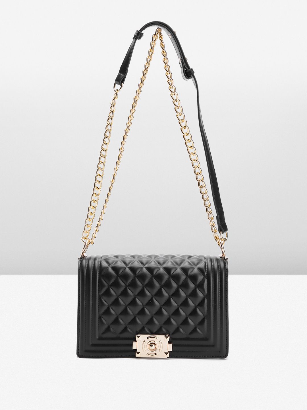 Lino Perros Geometric Textured Structured Shoulder Bag with Quilted Detail-picture-52
