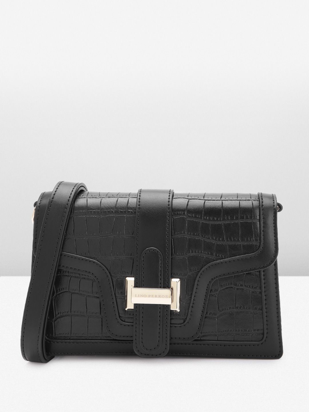 Lino Perros Croc Textured Structured Shoulder Bag-picture-31