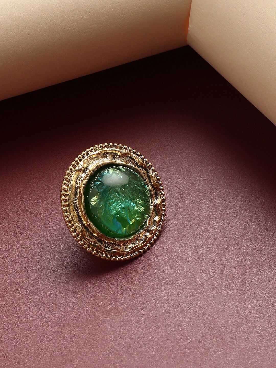 SOHI Gold-Plated Stone-Studded Reverie Opulence Statement Finger Ring-picture-31