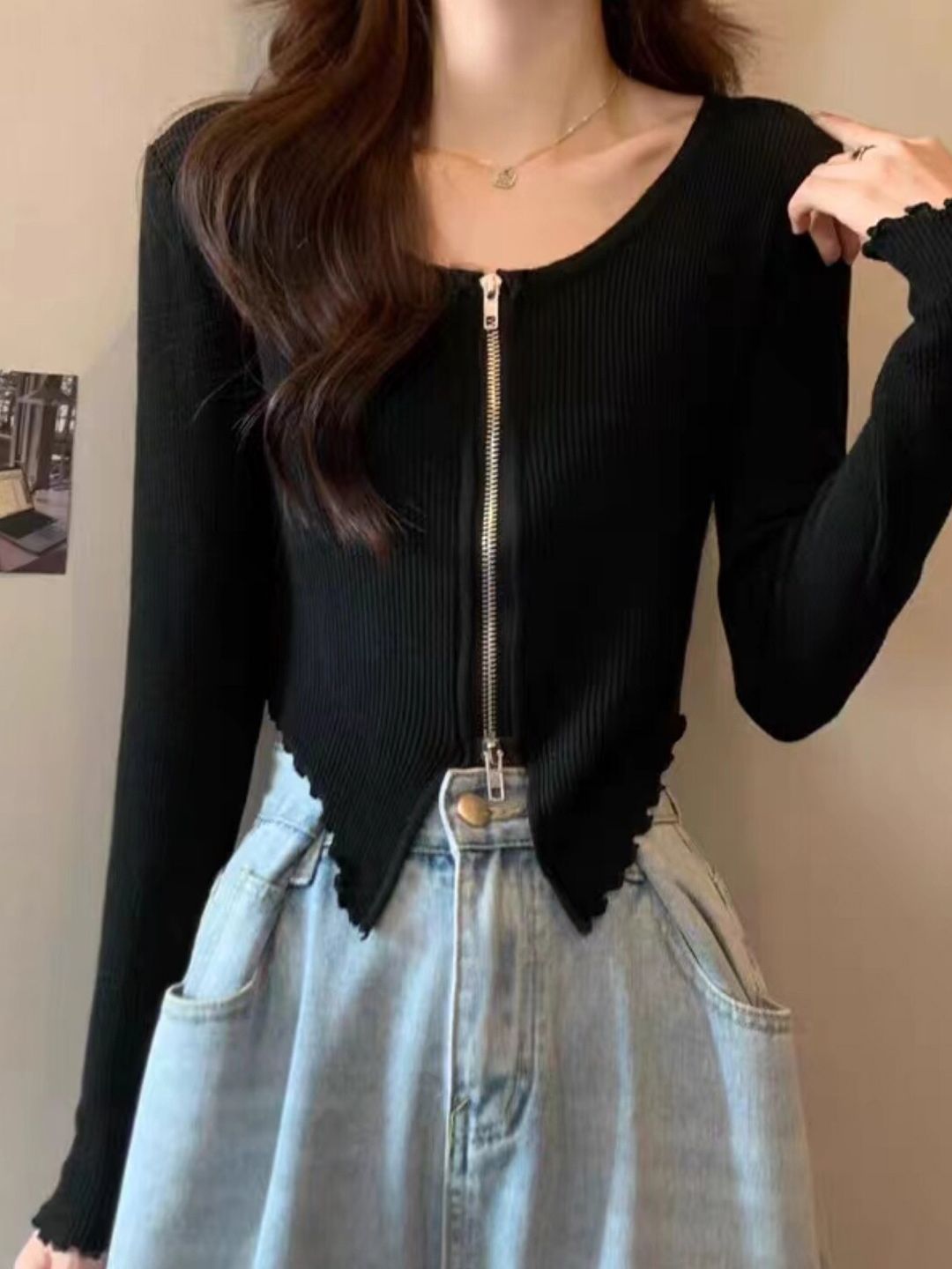 StyleCast Girls Black Ribbed Round Neck Top-picture-46