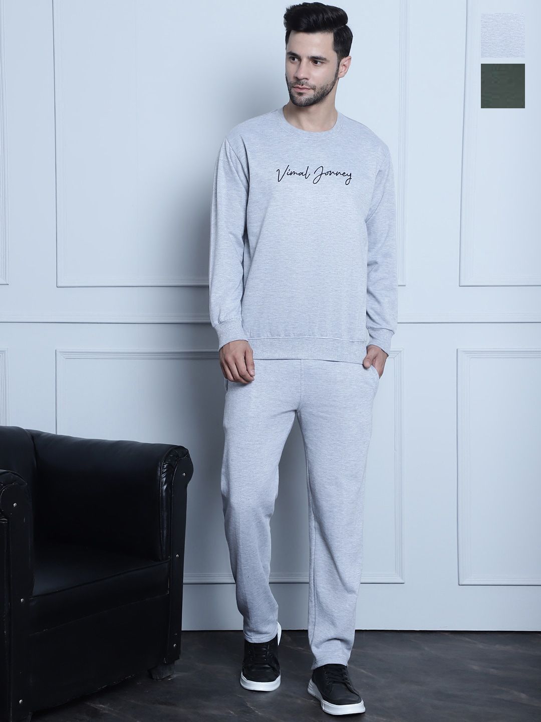 VIMAL JONNEY Pack Of 2 Typography Printed Cotton Fleece Tracksuits-image-43