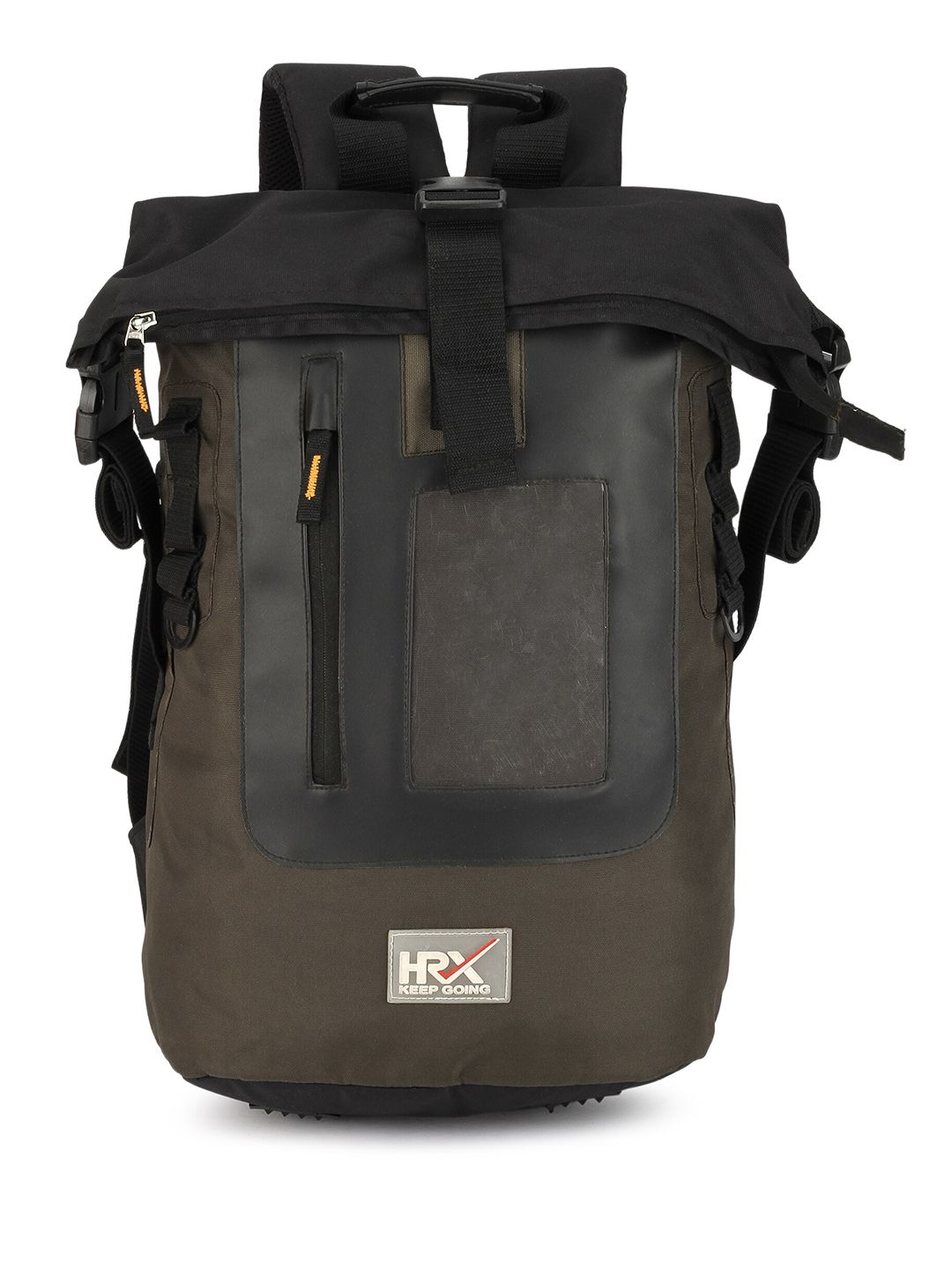 HRX by Hrithik Roshan Unisex Black & Brown Colourblocked Backpack