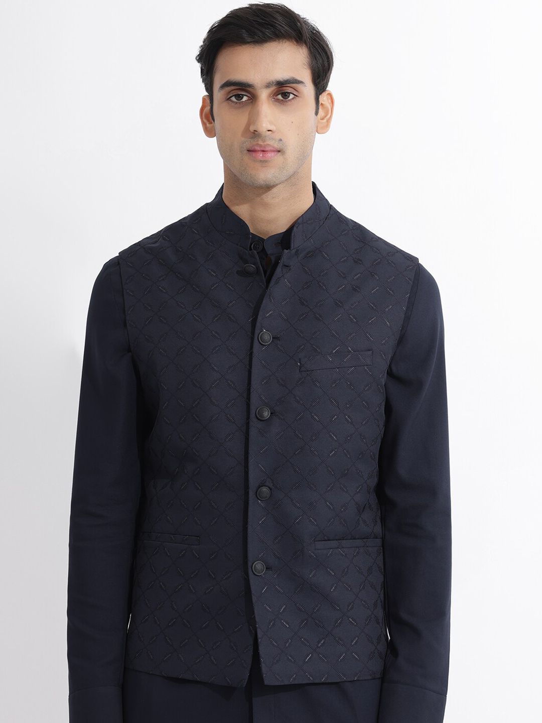 RARE RABBIT Men Medo-B Slim Fit Embroidered Nehru Jacket-picture-21
