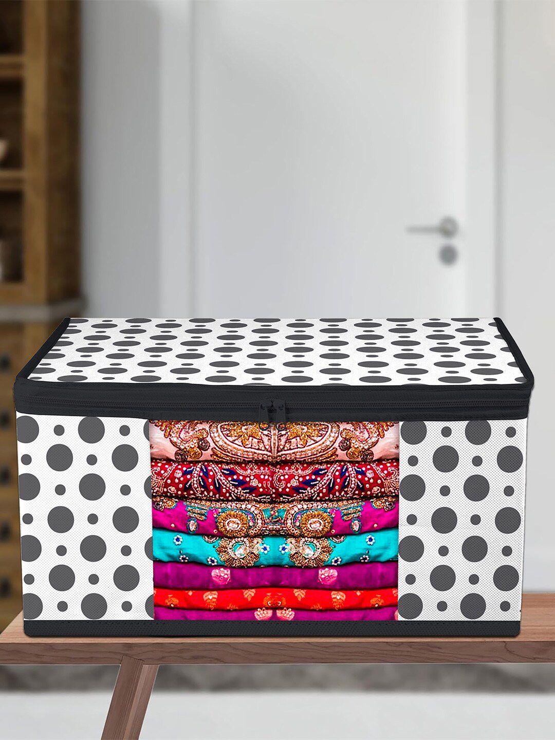 Kuber Industries White 12 Saree Pieces Printed Saree Organisers-picture-24