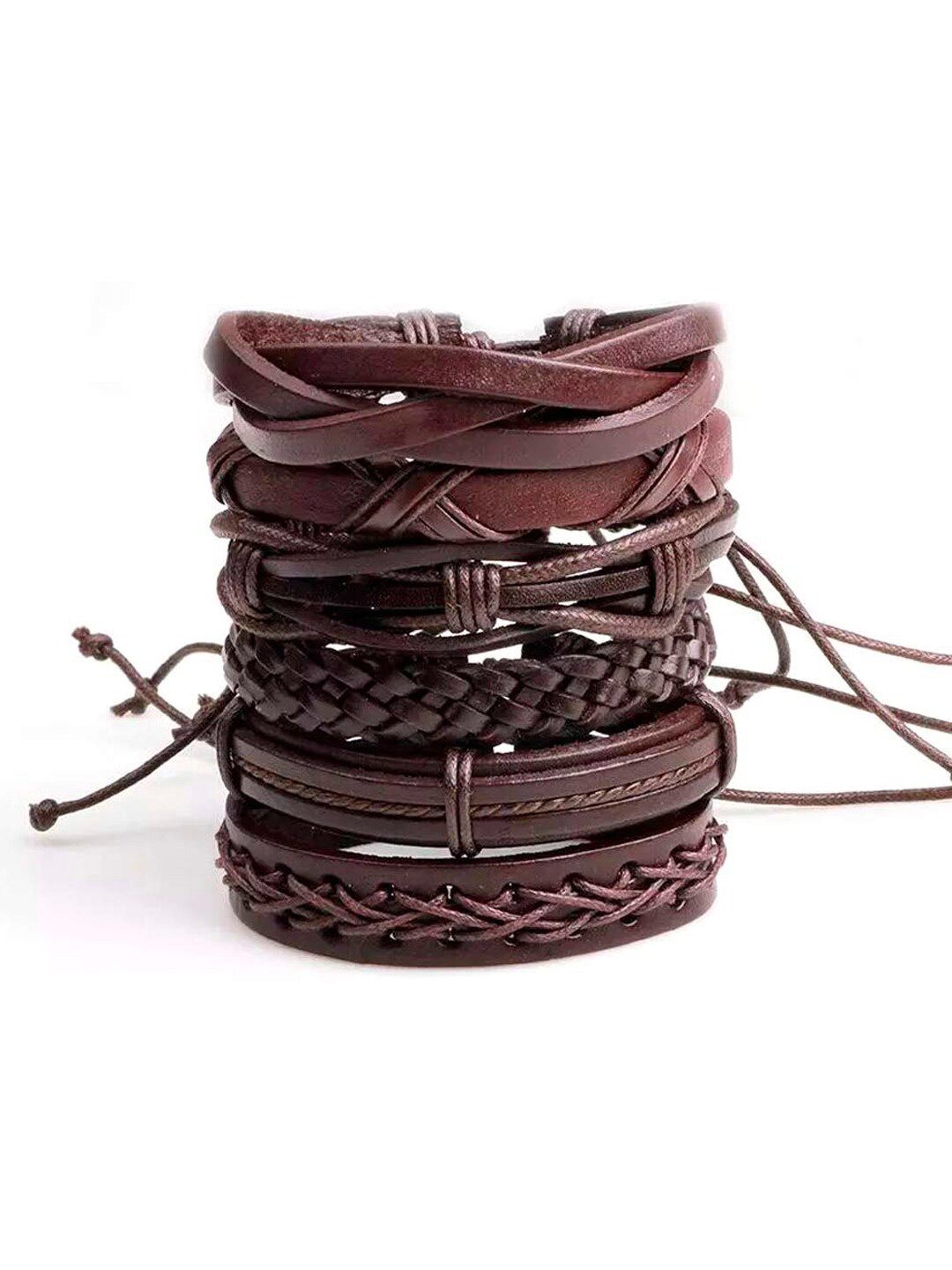 OOMPH Men Set Of 6 Leather Bracelet-picture-16
