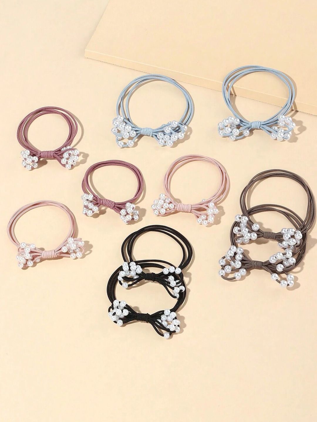 OOMPH Set Of 10 Beaded Ponytail Holders-image-16
