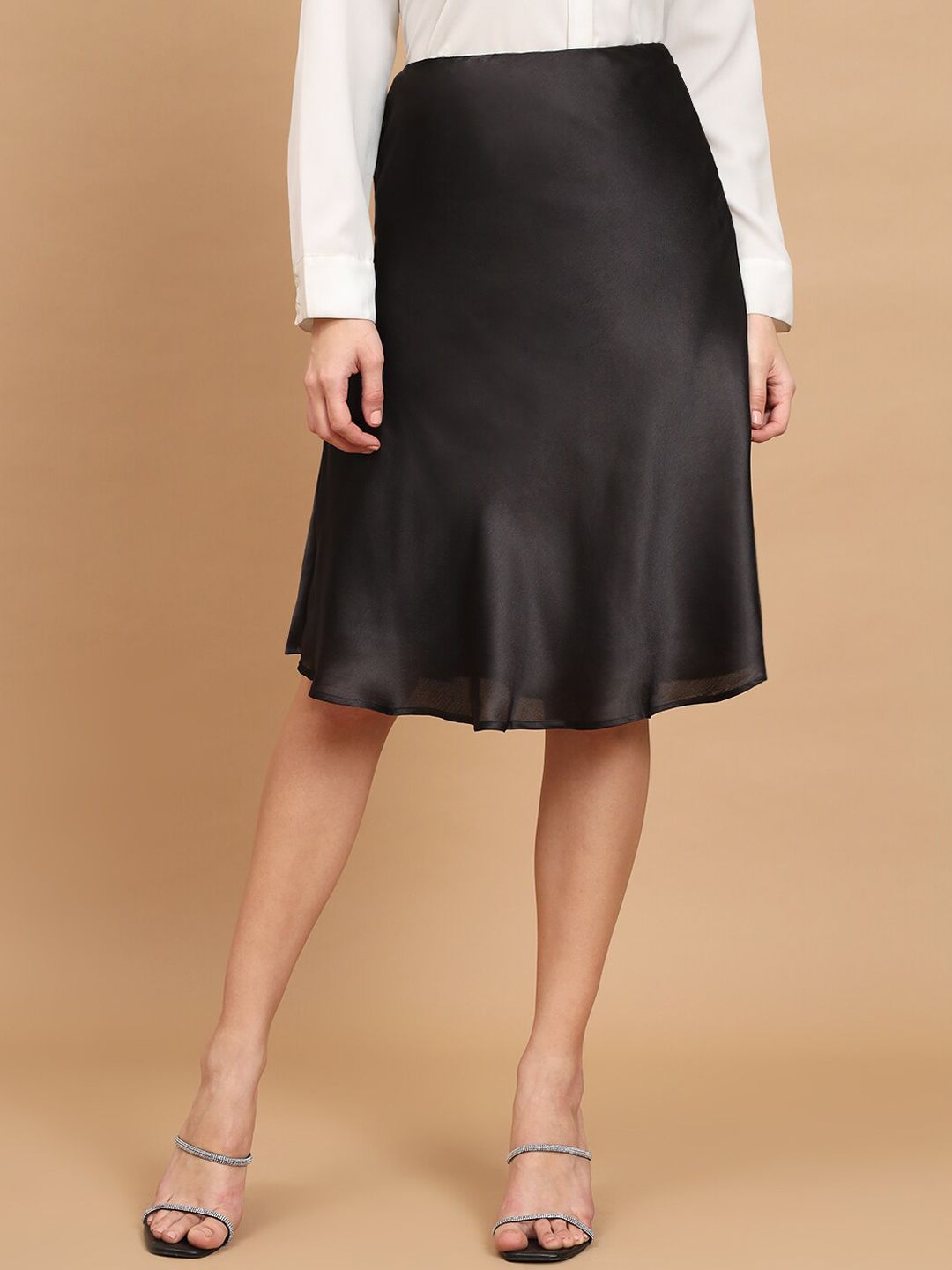 Trend Arrest Flared Satin A-Line Skirts-picture-38