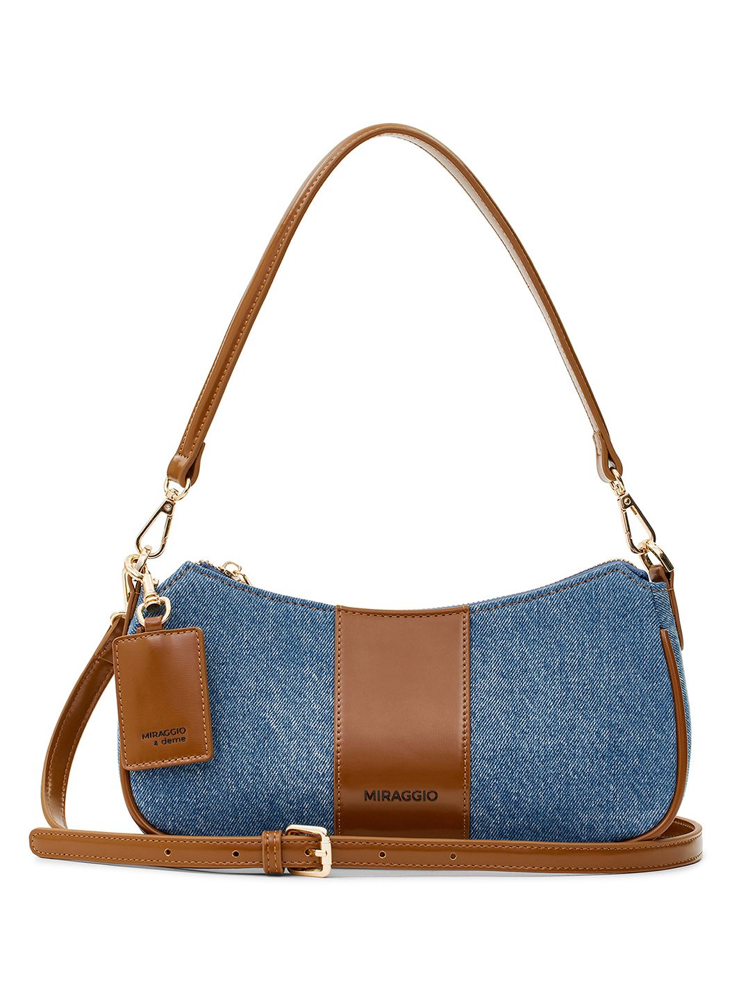 MIRAGGIO Denim Shoulder Bag with Crossbody Strap