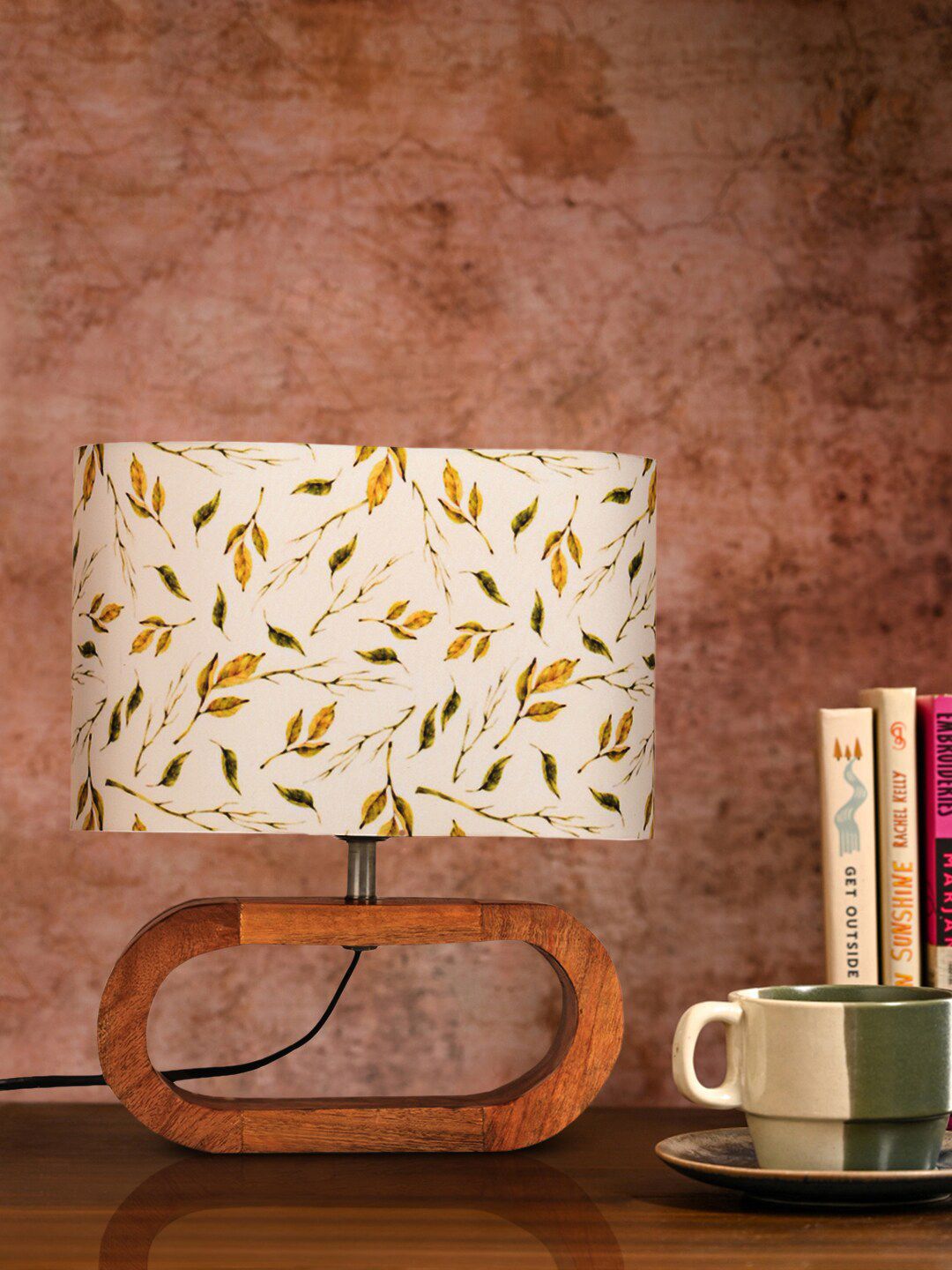 green girgit Brown Printed Wood Quirky Semi-Sphere Table Lamp-picture-18