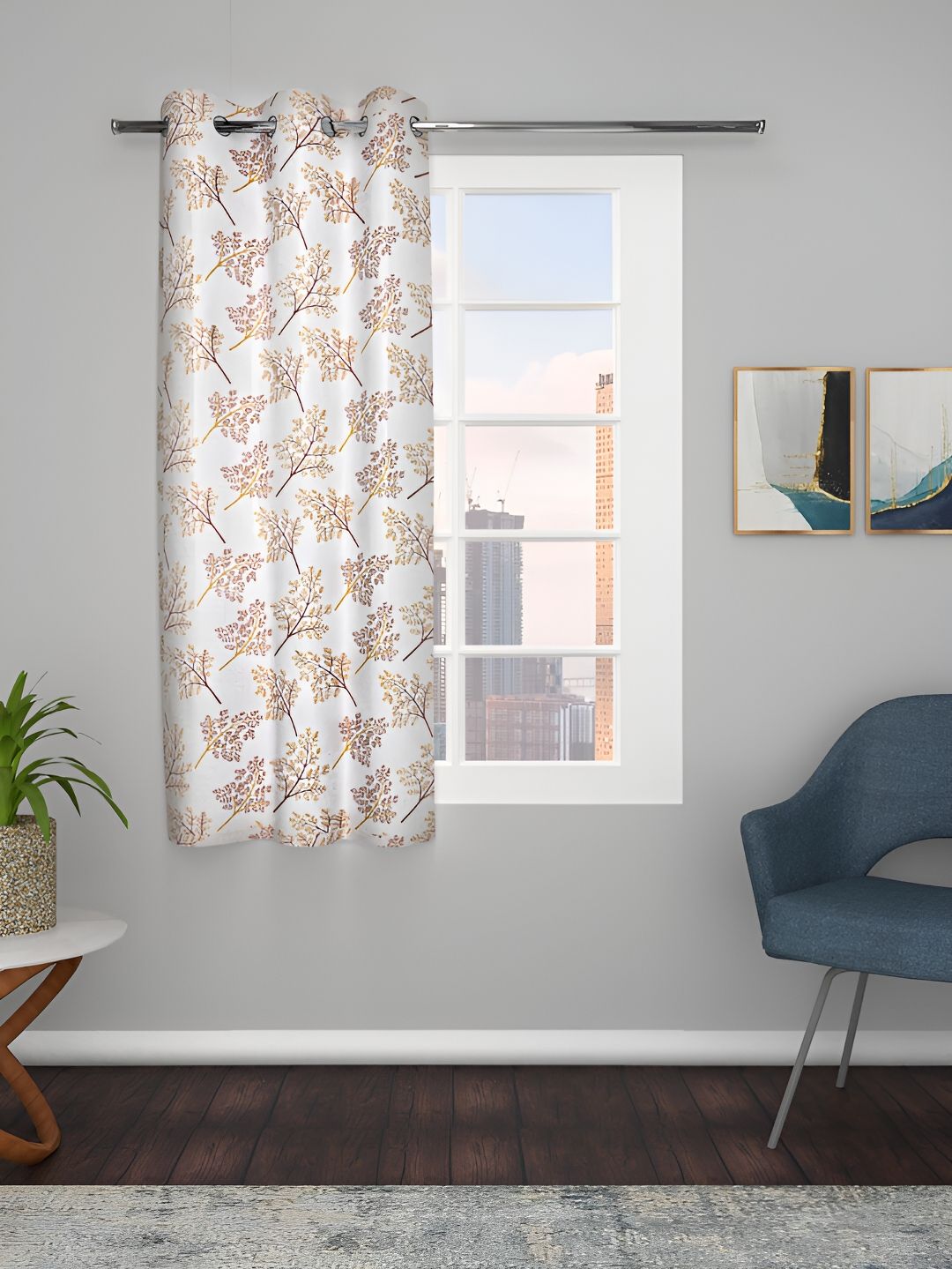 THE CONVERSION Brown Floral Window Curtain-image-4