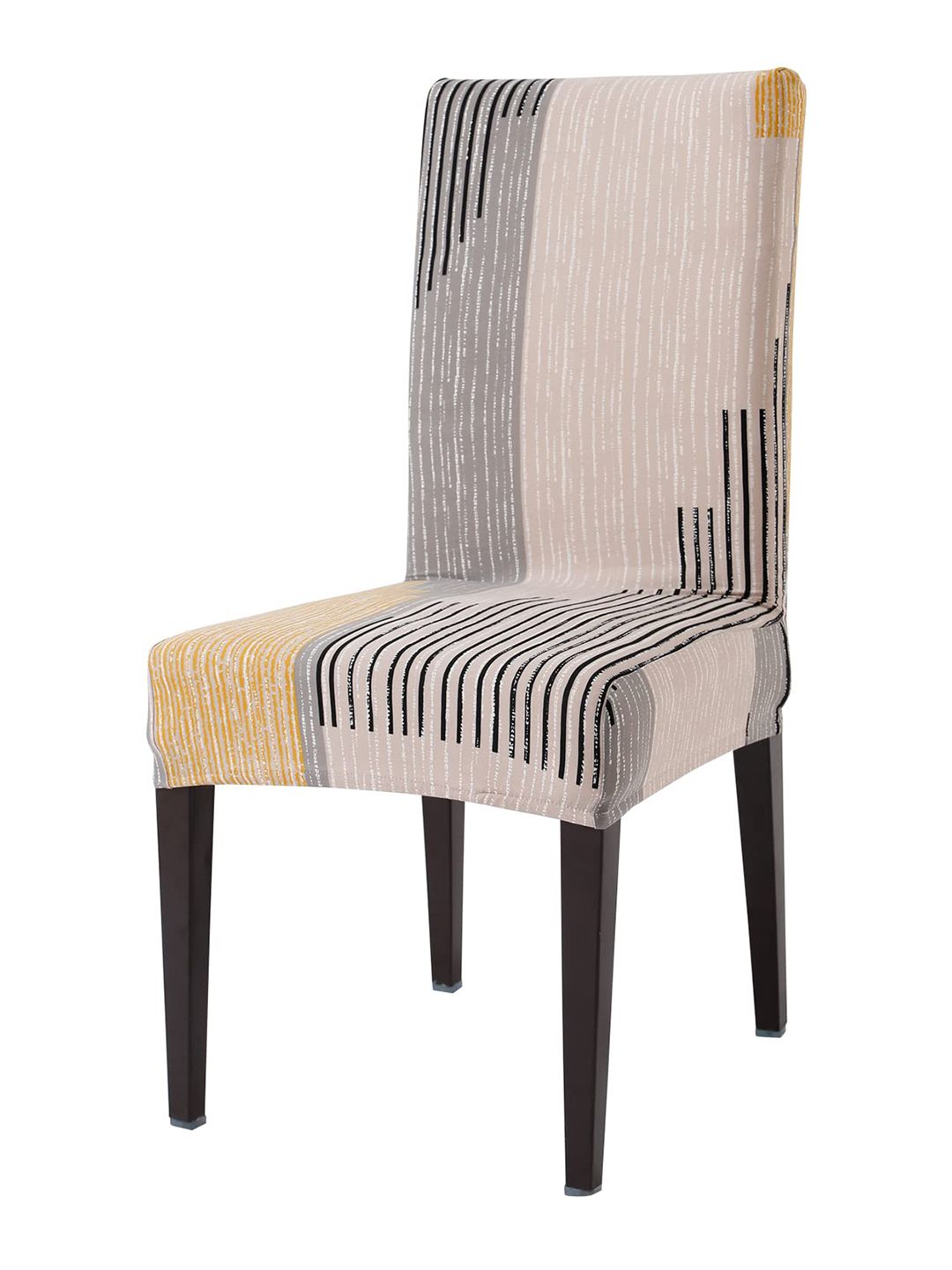 HOKIPO Grey & Black Printed Stretchable Chair Cover-picture-19