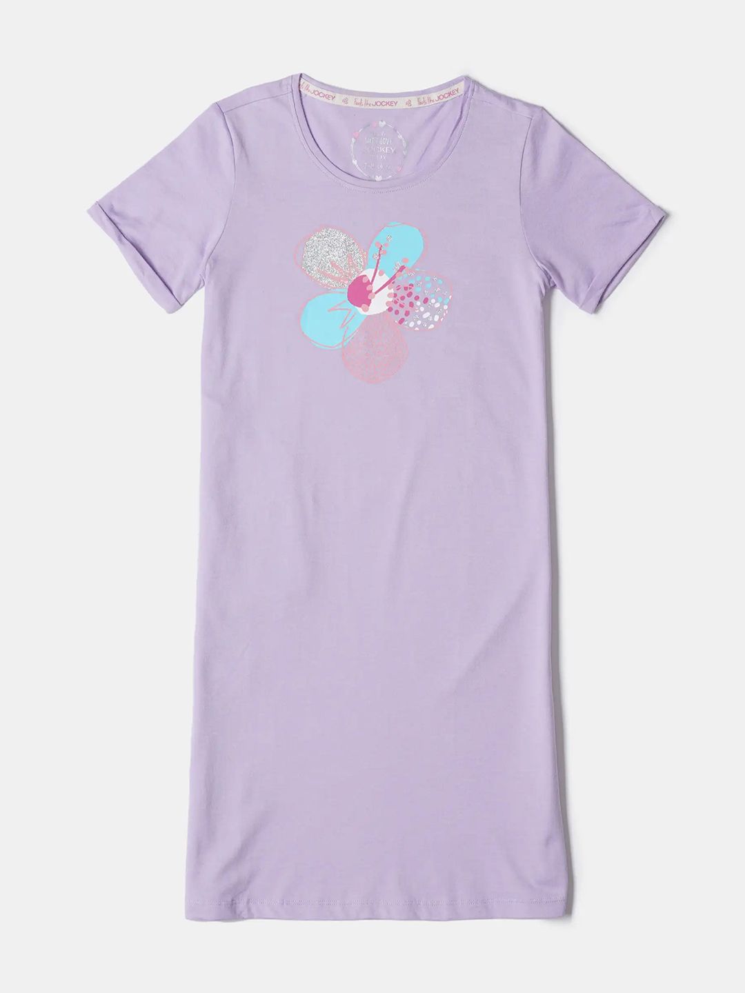 Jockey Girls Super Combed Cotton Printed Relaxed FitSleep Dress-RG09