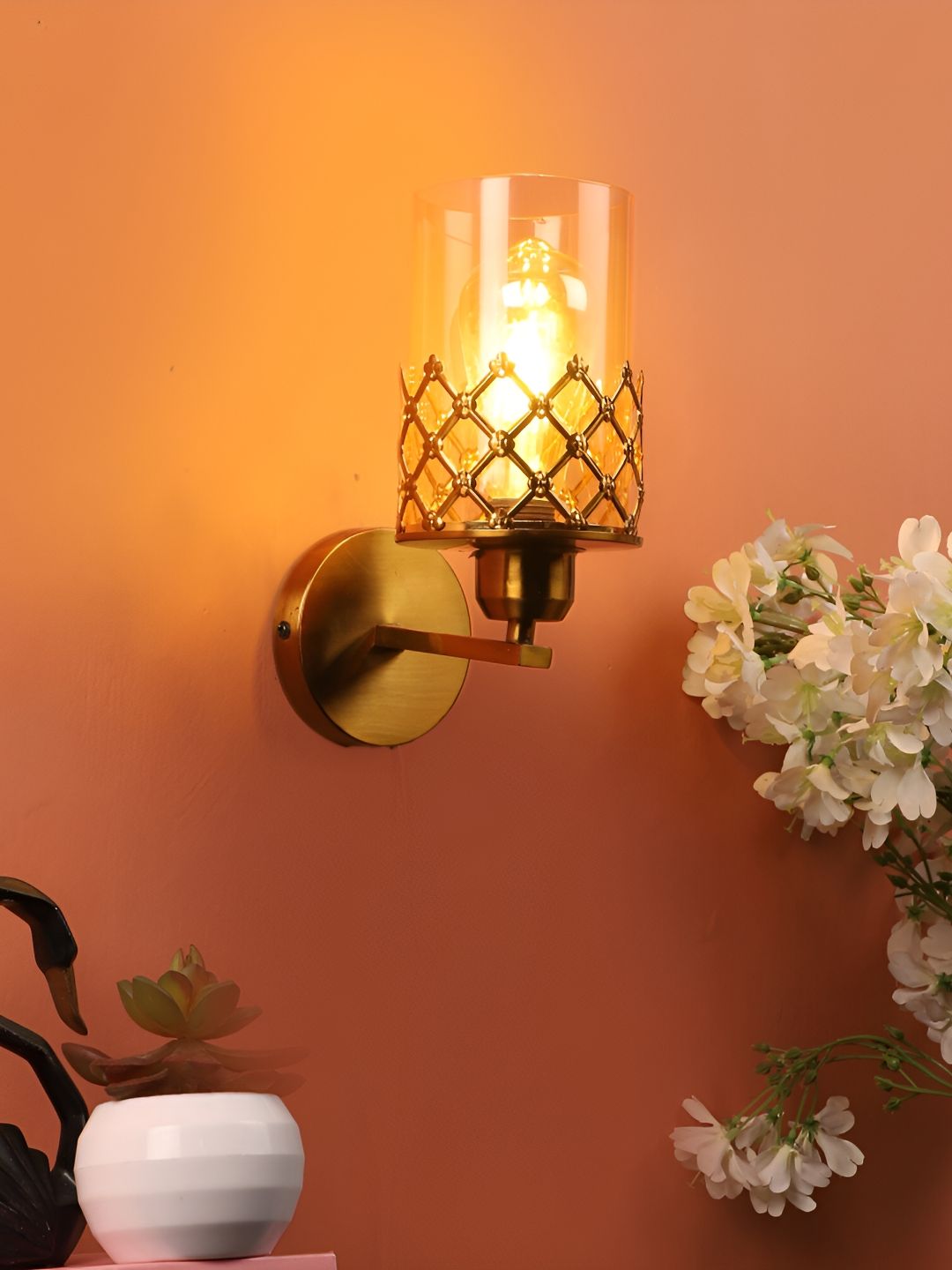 ELIANTE Gold Toned Iron Contemporary Cylinder Shaped Wall Lamp-picture-34