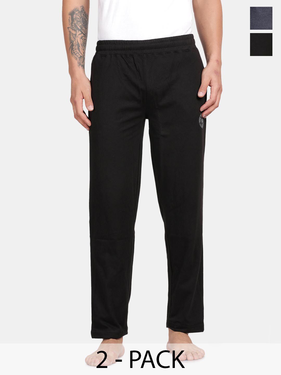 Pepe Jeans Men Pack Of 2 Mid-Rise Cotton Lounge Pants-picture-31