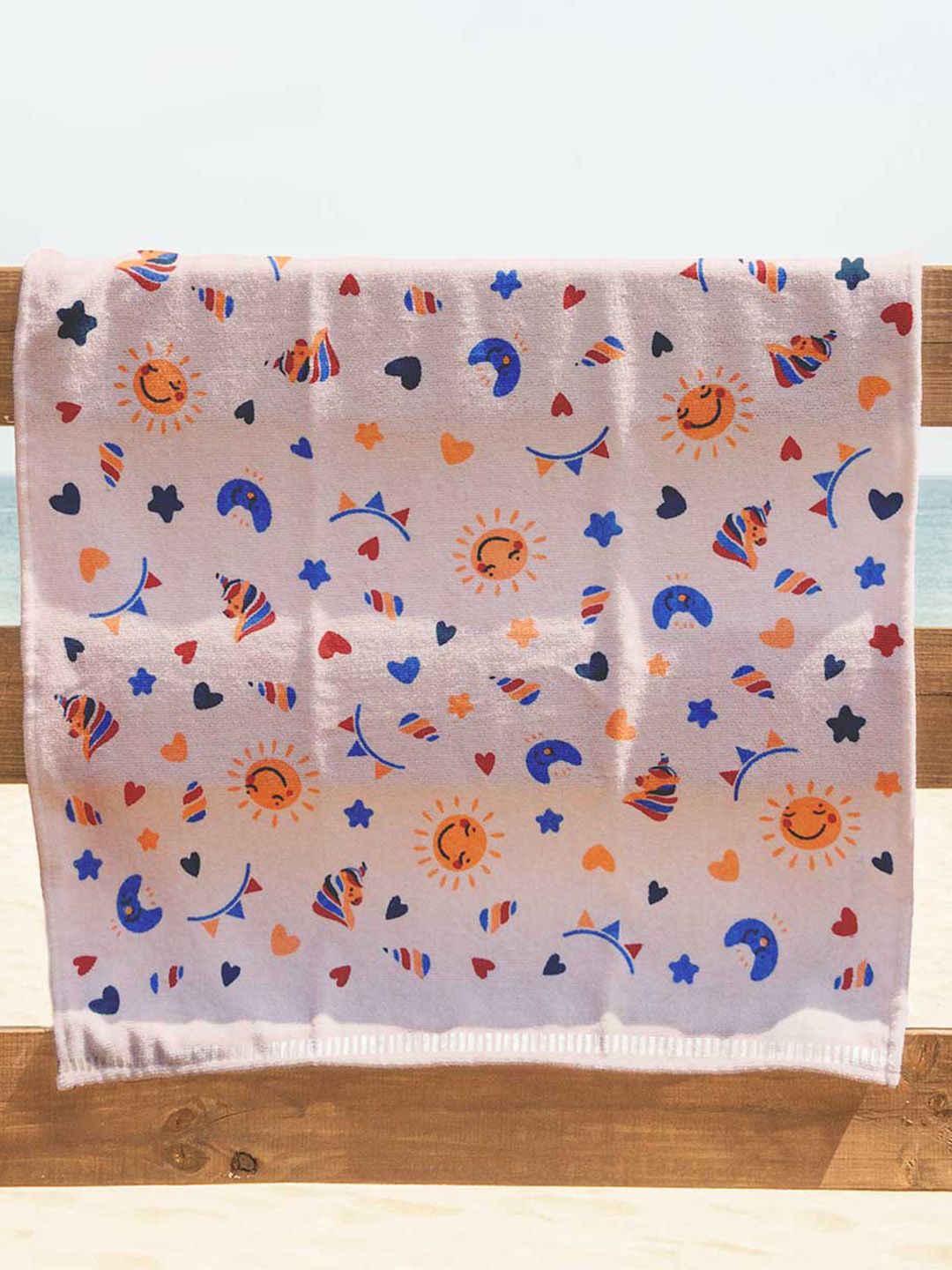 RANGOLI Peach Coloured Printed Cotton 380 GSM Bath Towel