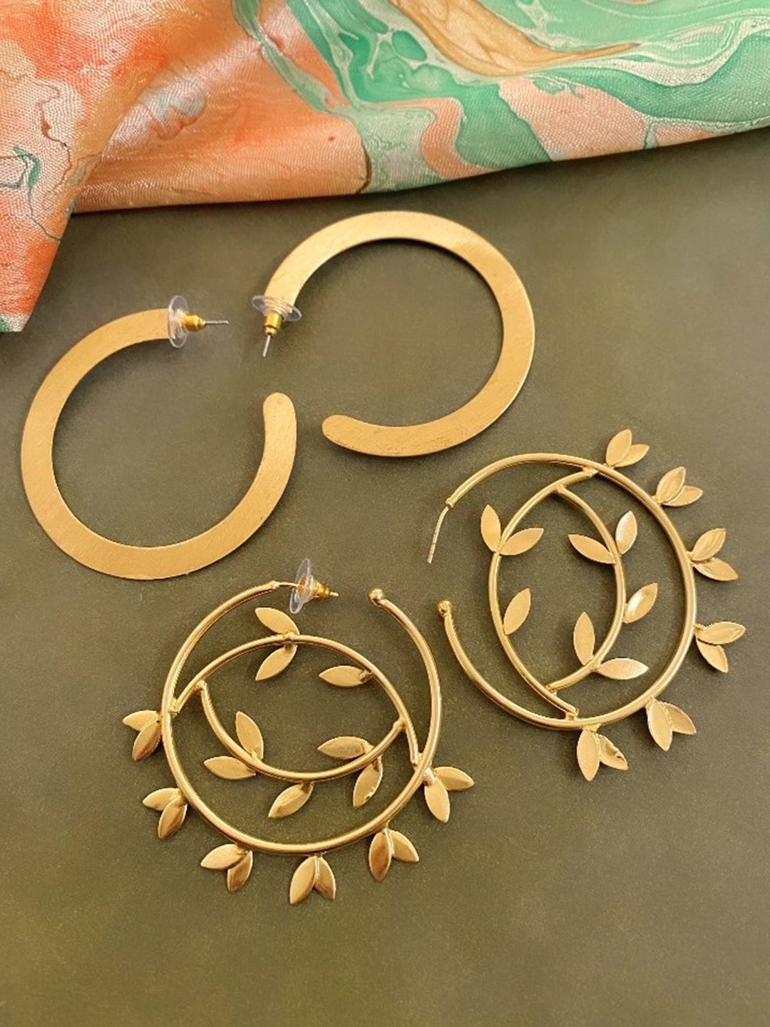 ATIBELLE Set Of 2 Gold-Plated Brass Half Hoop Earrings