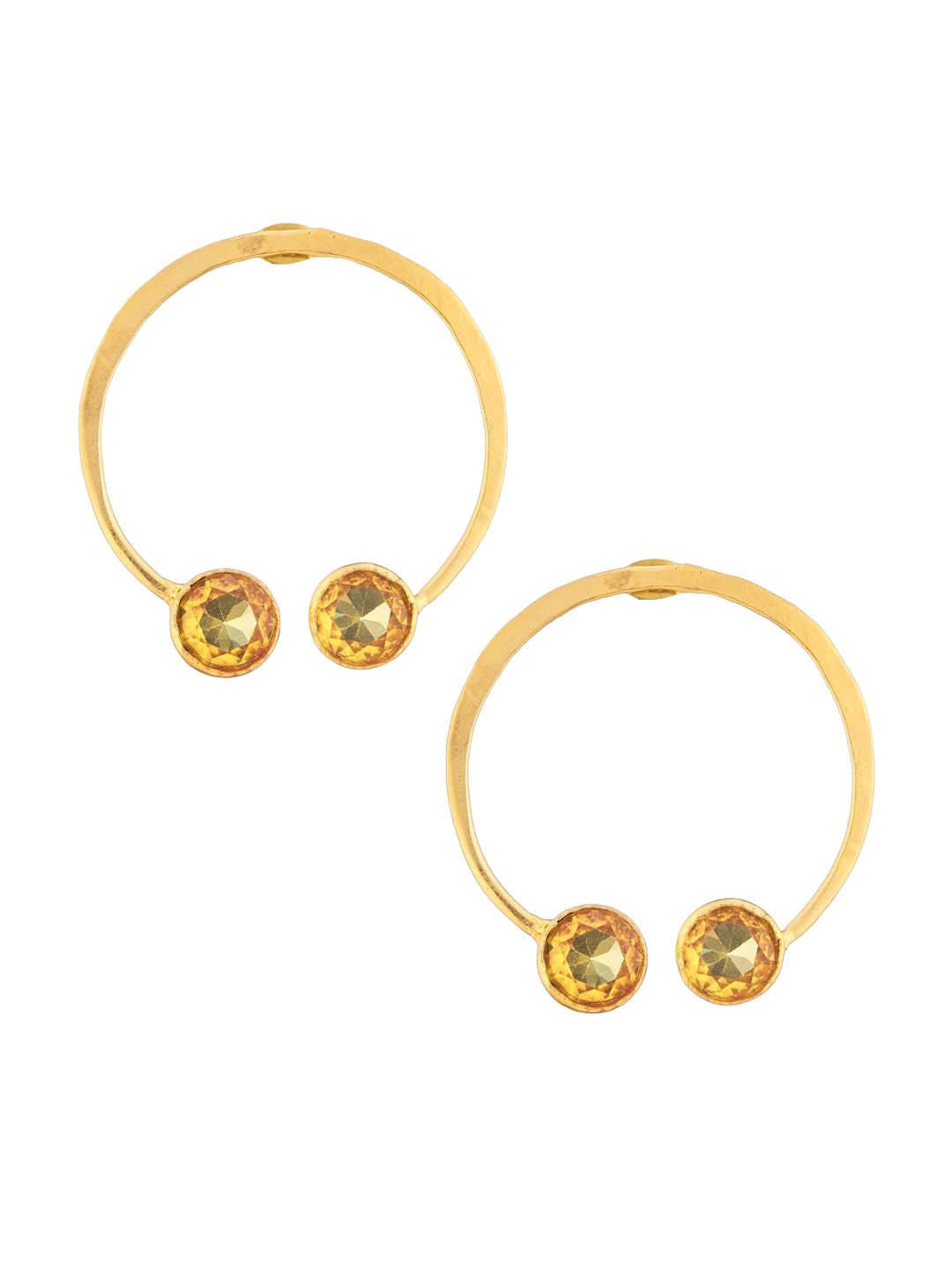 ATIBELLE Set Of 2 Gold-Plated Stone Studded Leaf & Circular Shaped Bracelet With Earrings