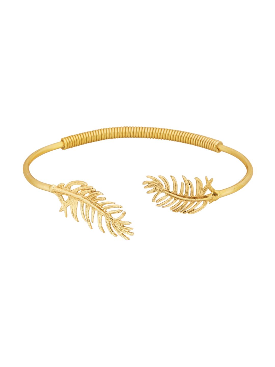 ATIBELLE Set Of 2 Gold-Plated Stone Studded Leaf & Circular Shaped Bracelet With Earrings
