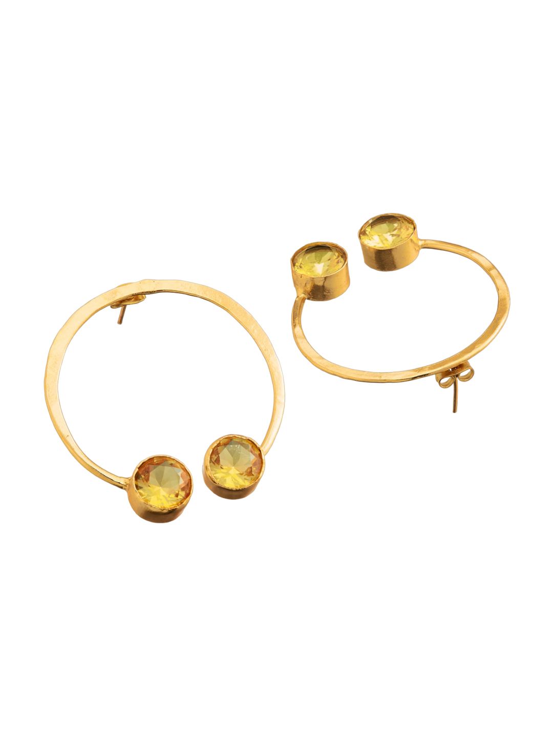 ATIBELLE Set Of 2 Gold-Plated Stone Studded Leaf & Circular Shaped Bracelet With Earrings