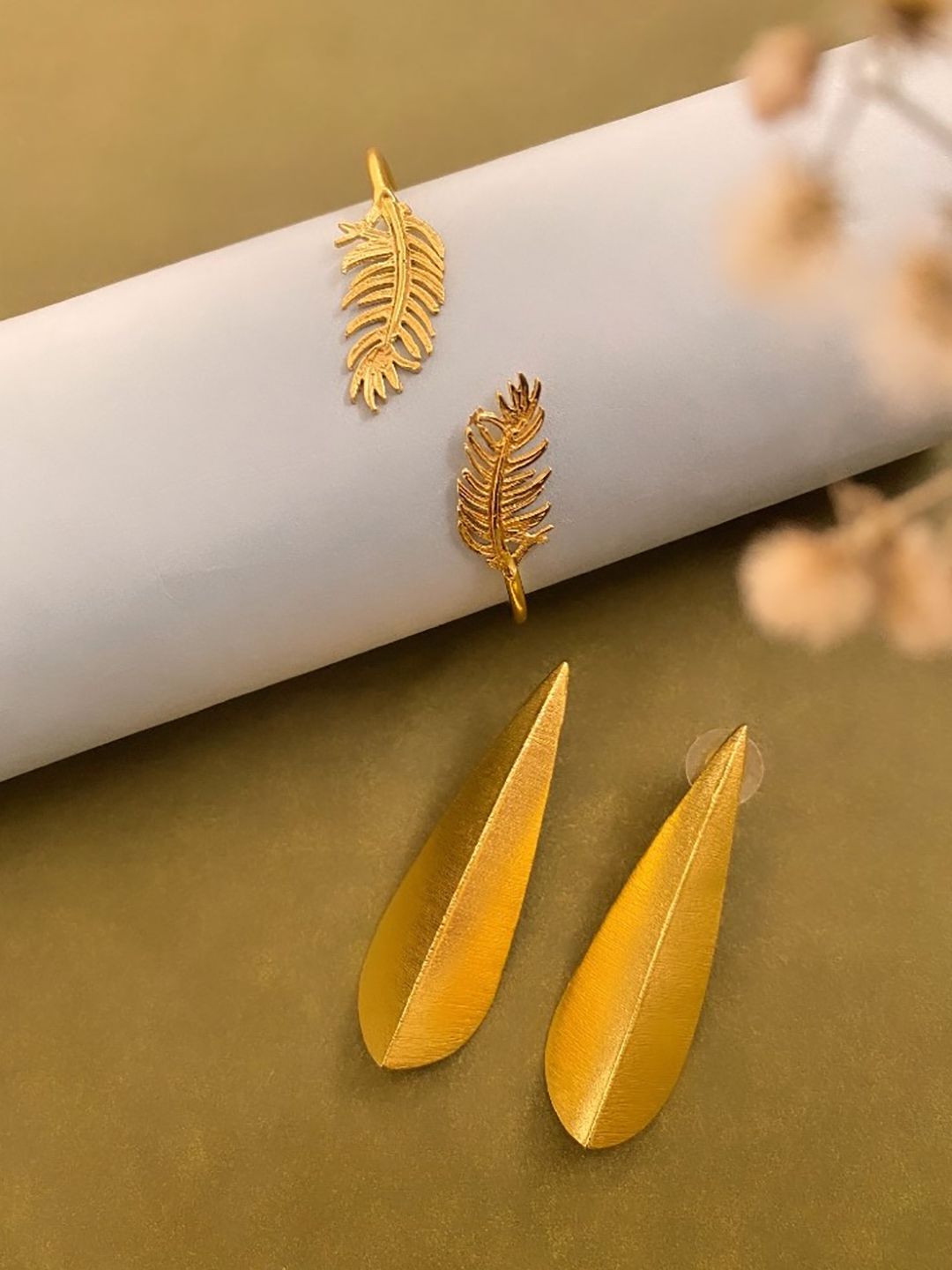 ATIBELLE Gold-Plated Leaf Shaped Jewellery Set