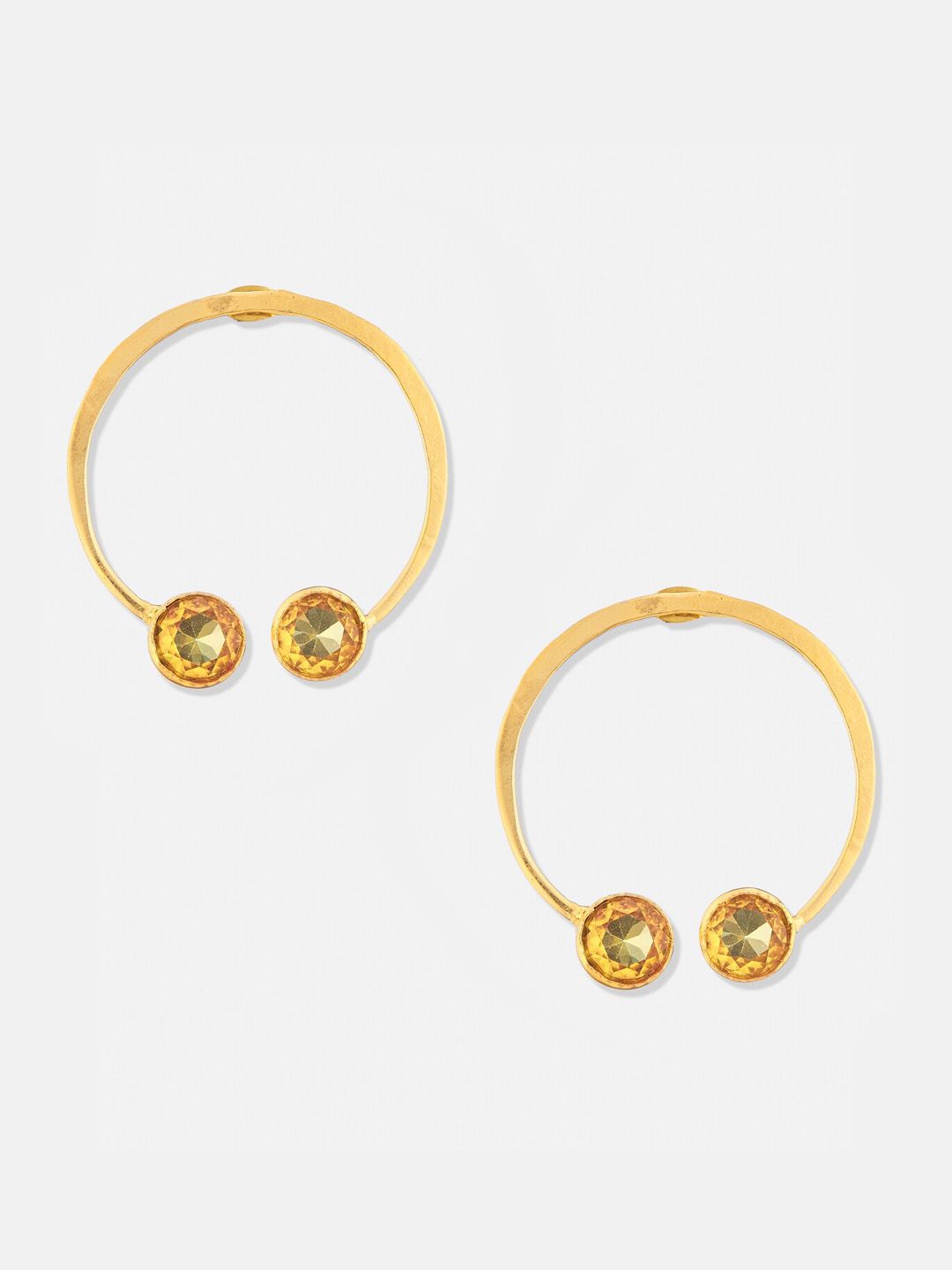 ATIBELLE Set Of 2 Gold-Plated Stone-Studded Brass Half Hoop Earrings