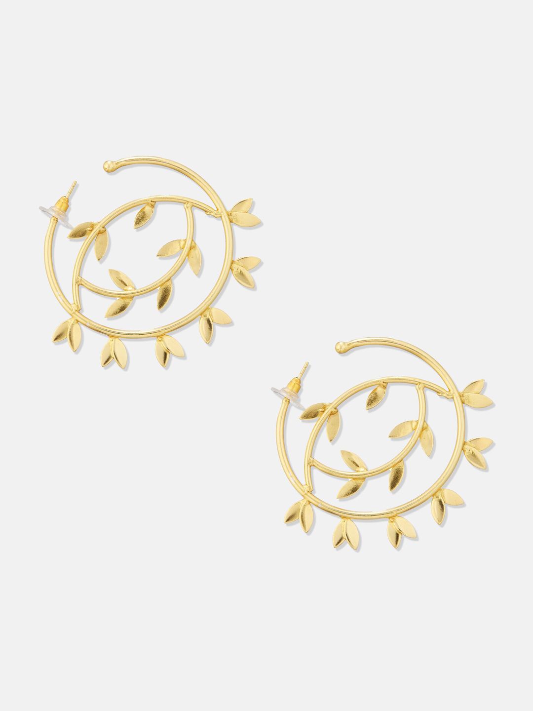 ATIBELLE Set Of 2 Gold-Plated Stone-Studded Brass Half Hoop Earrings