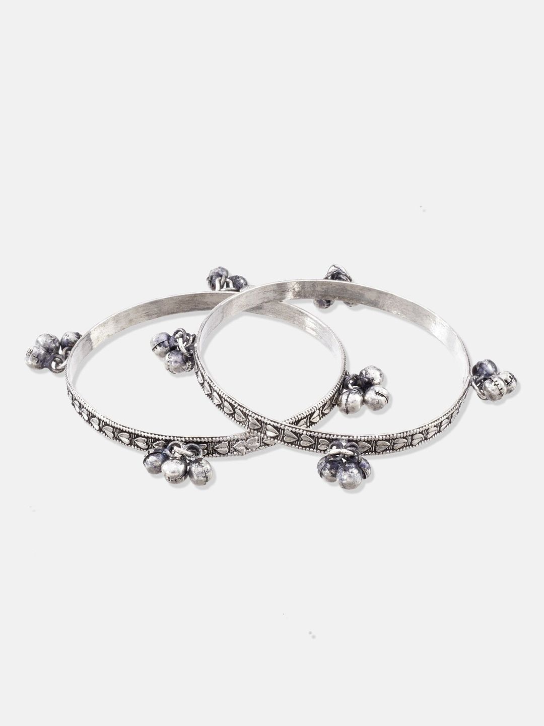 ATIBELLE Silver-Plated Ghunghroo Studded & Beaded Jewellery Set