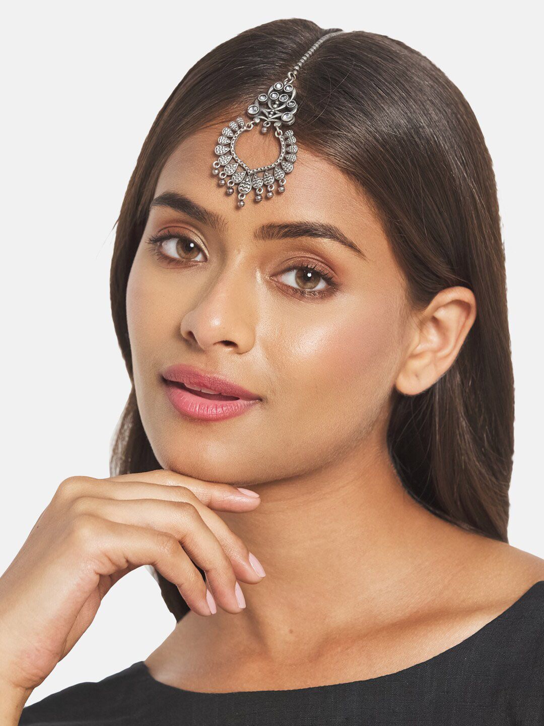 ATIBELLE Silver-Plated Ghunghroo Studded & Beaded Jewellery Set