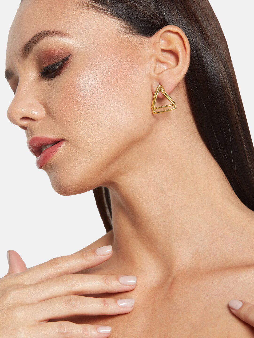 ATIBELLE Set Of 2 Gold-Plated Brass Half Hoop & Drop Earrings