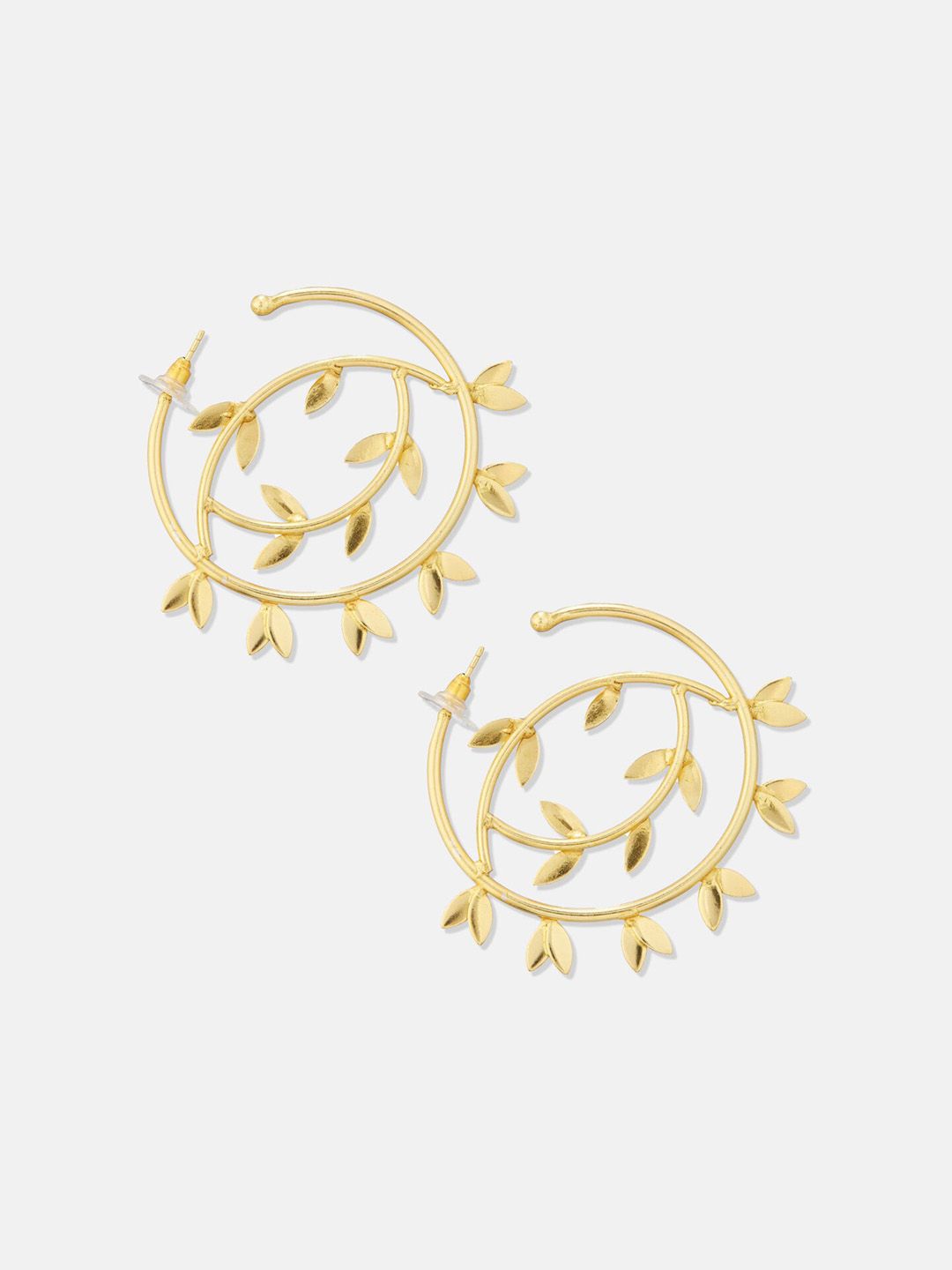 ATIBELLE Set Of 2 Gold-Plated Brass Half Hoop & Drop Earrings