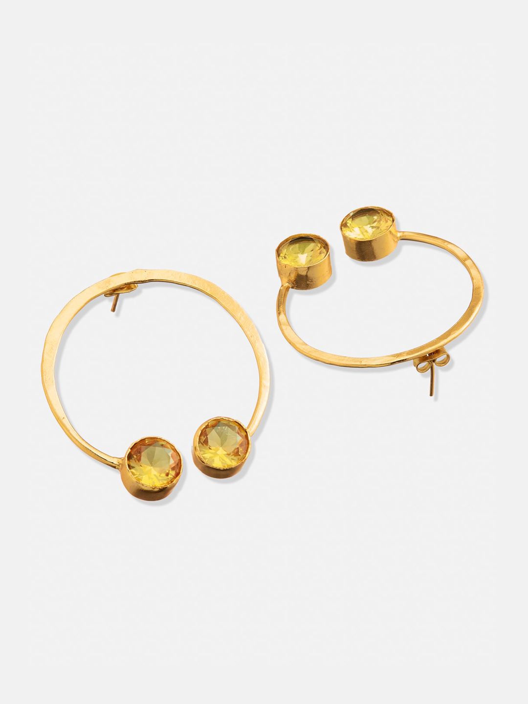 ATIBELLE Set Of 3 Gold-Plated Stone-Studded Brass Half Hoop & Drop Earrings