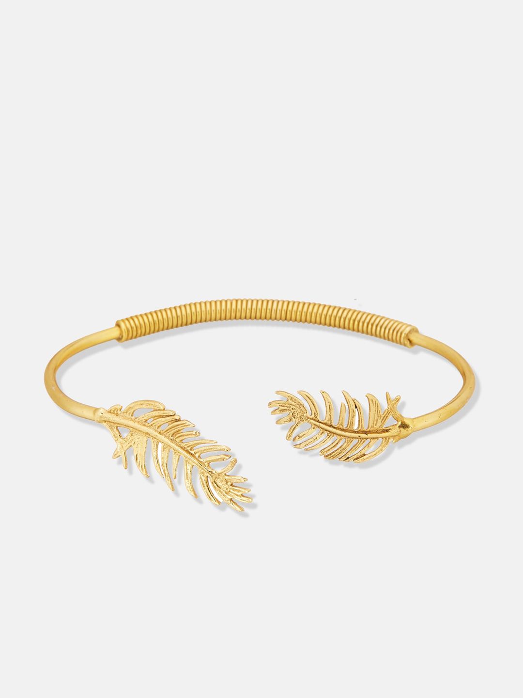 ATIBELLE Set Of 2 Gold-Plated Leaf & Circular Shaped Adjustable Bracelet With Earrings