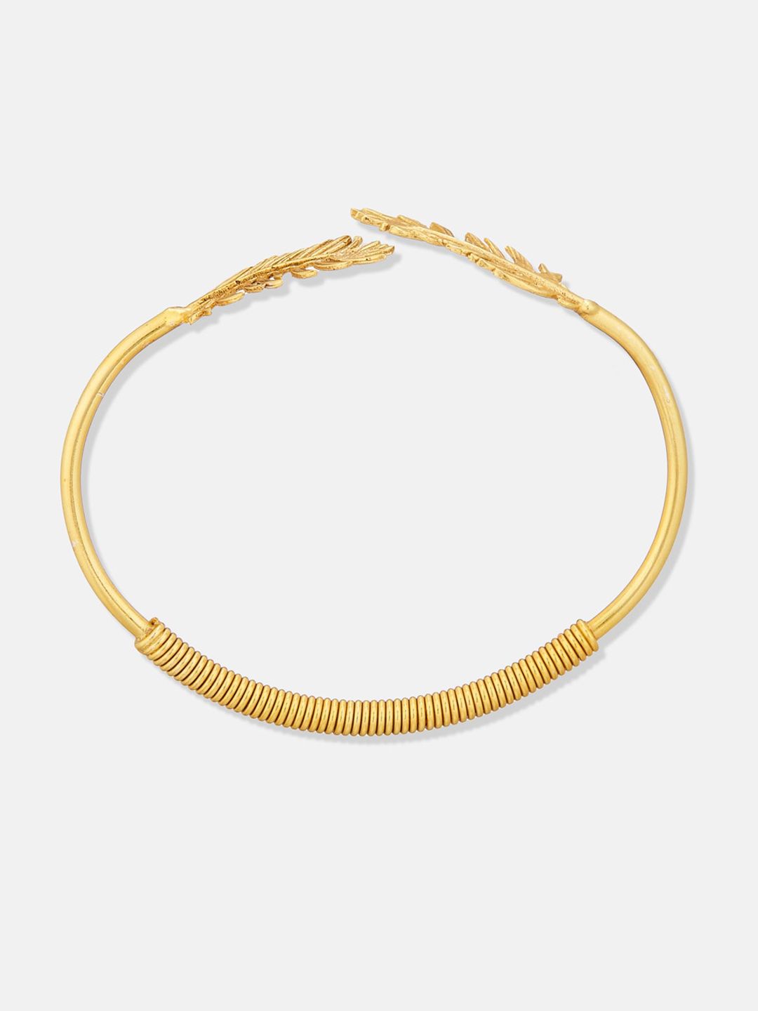 ATIBELLE Set Of 2 Gold-Plated Leaf & Circular Shaped Adjustable Bracelet With Earrings